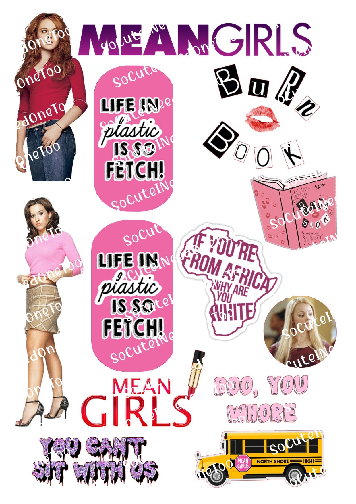 Mean Girls Waterslide Decals - SoCuteINeedOneToo