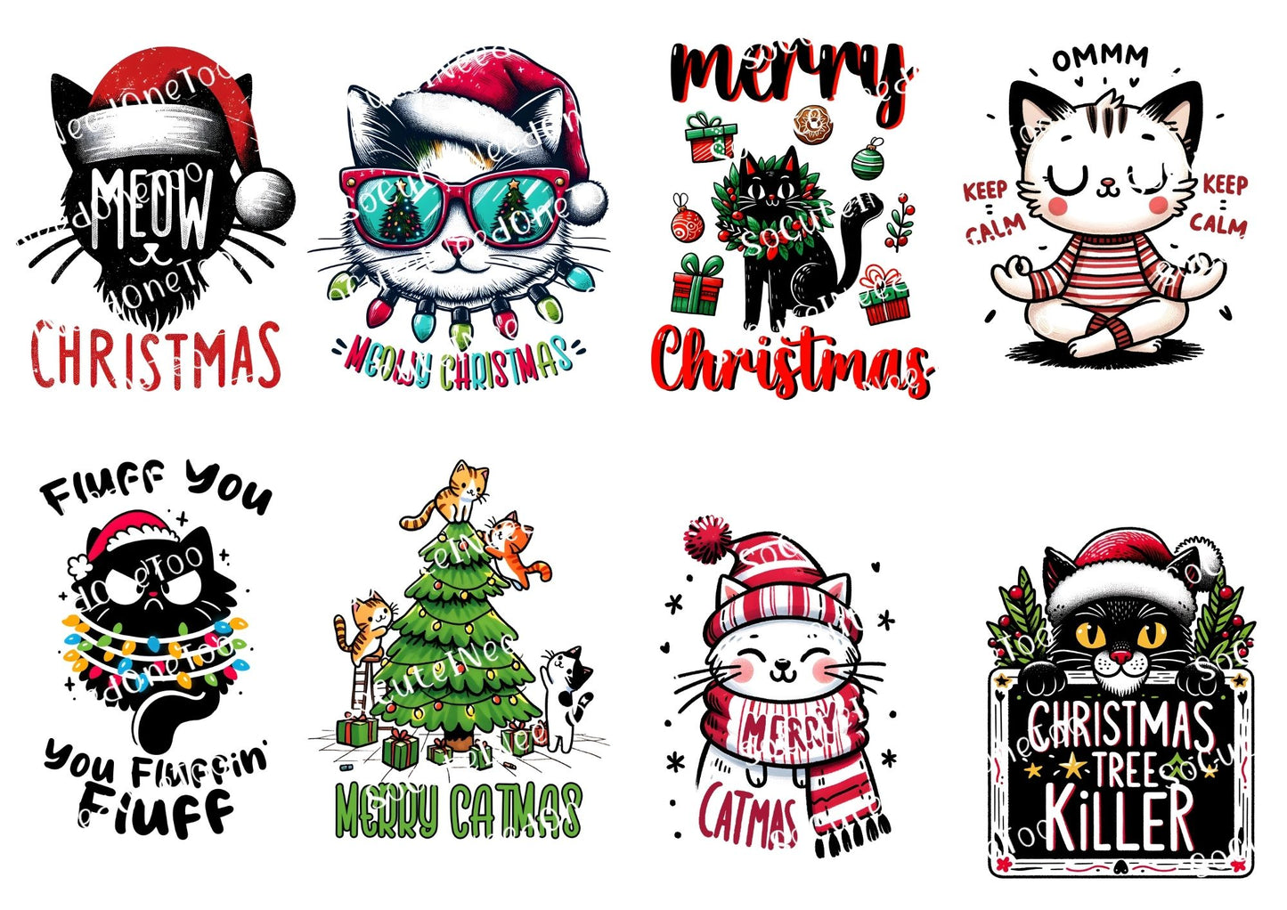 Meowy Christmas #2 Waterslide Decals - SoCuteINeedOneToo