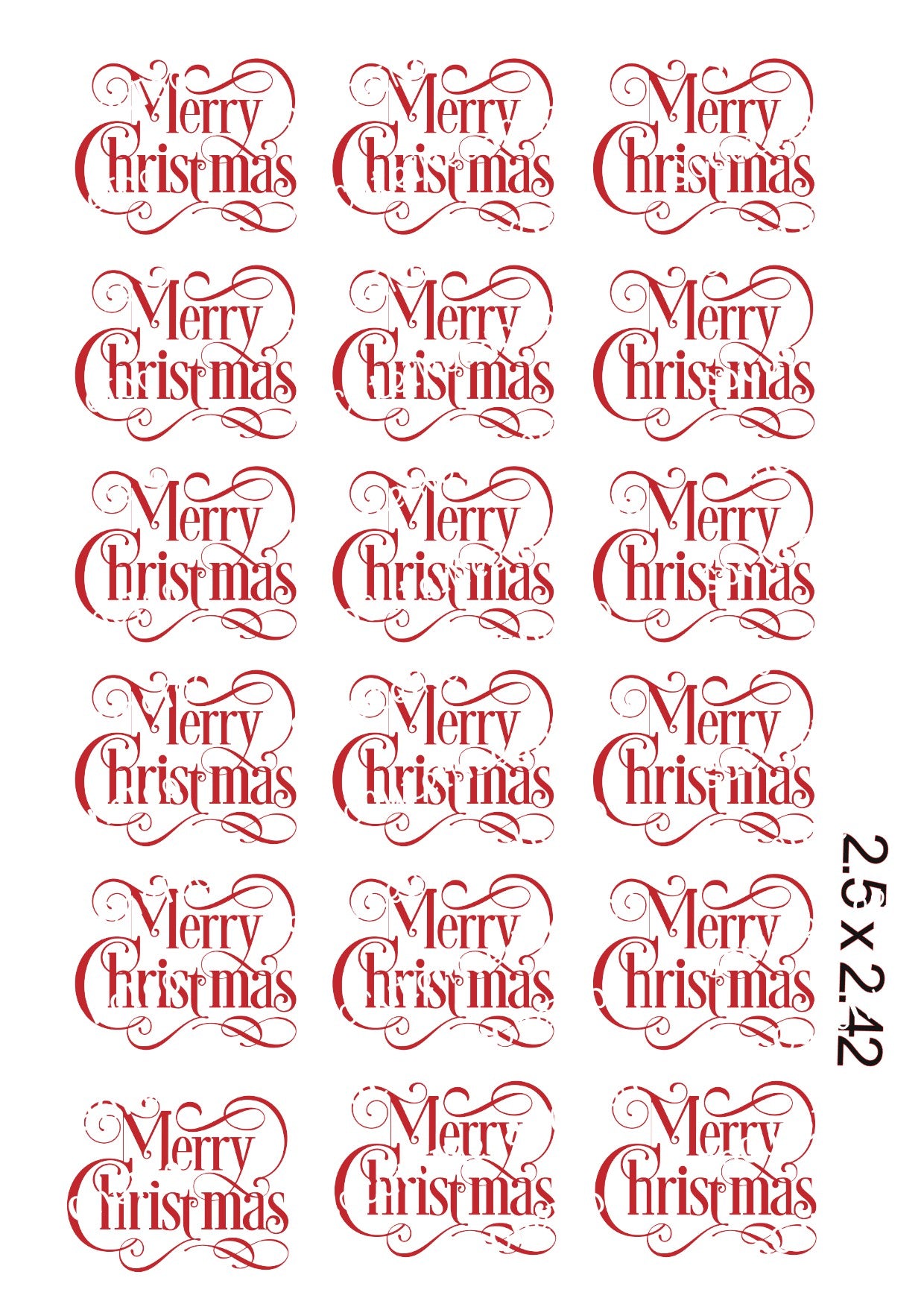Merry Christmas 2.5 x 2.42 Waterslide Decals - SoCuteINeedOneToo