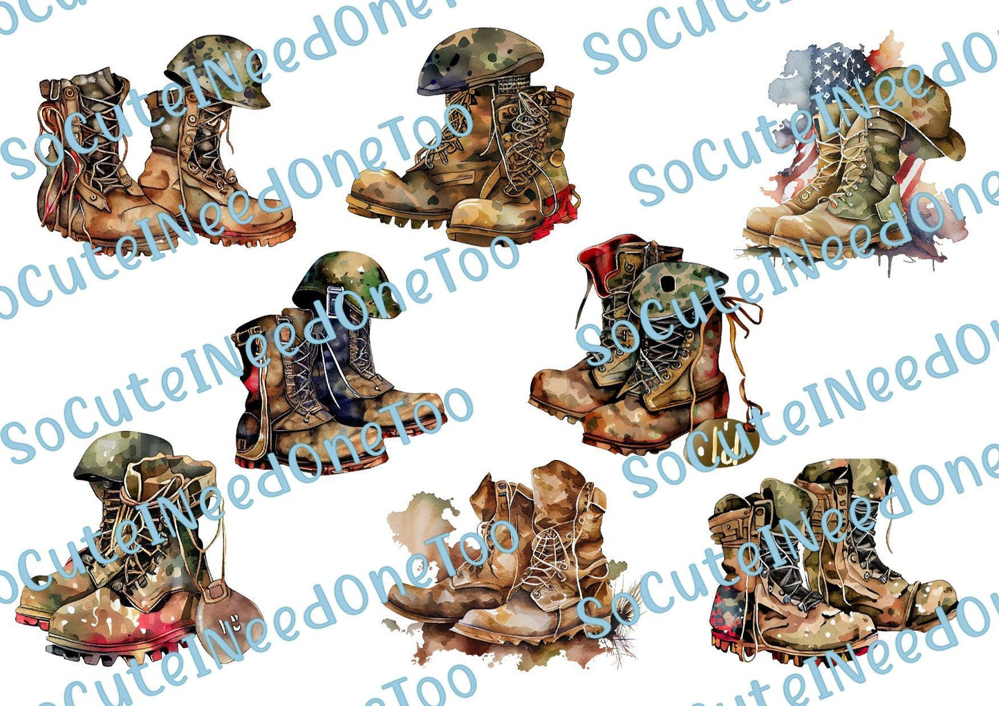 Military Boots Waterslide Decals - SoCuteINeedOneToo