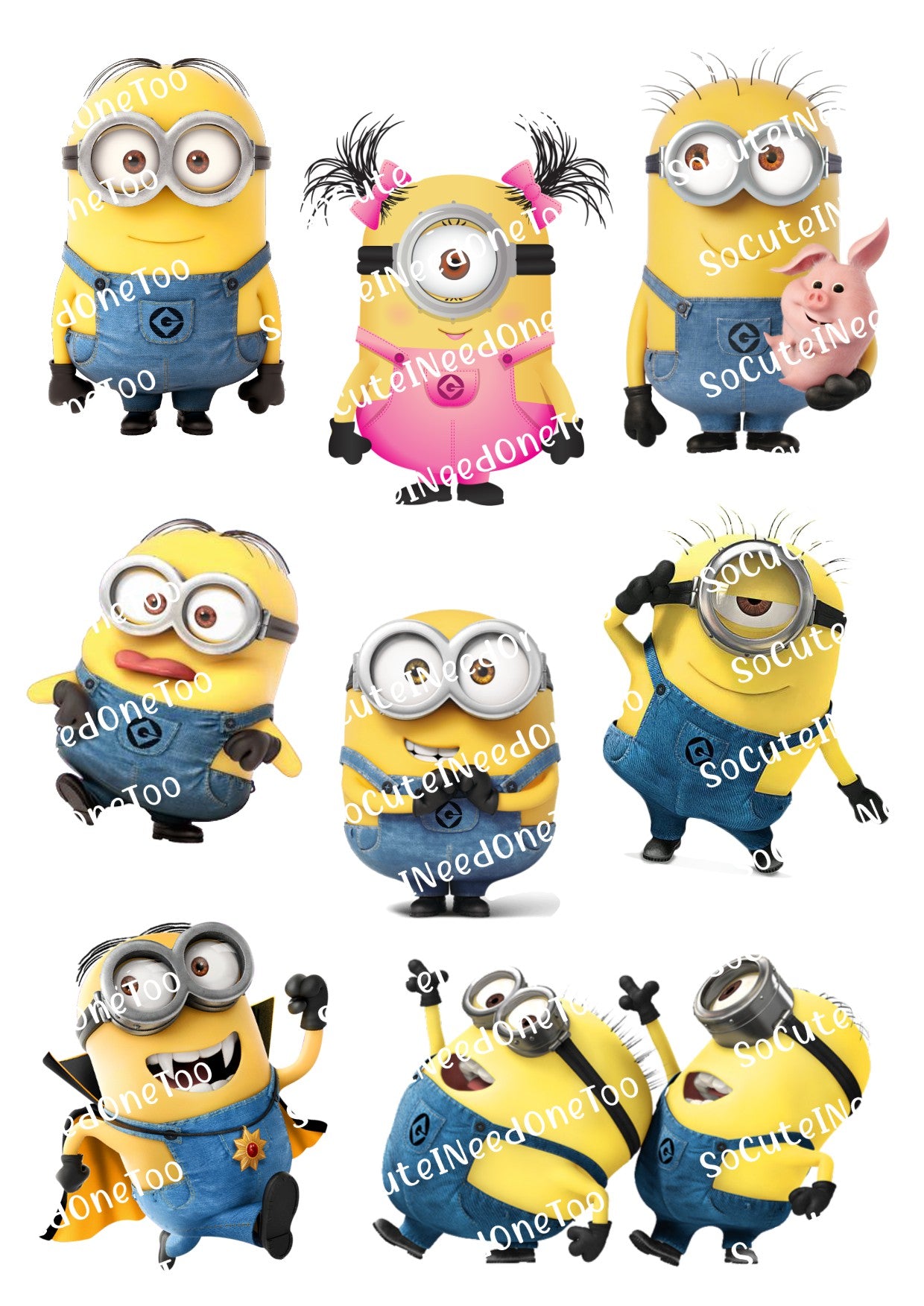 Minion #4 on Clear/White Waterslide Paper - Ready To Use - SoCuteINeedOneToo