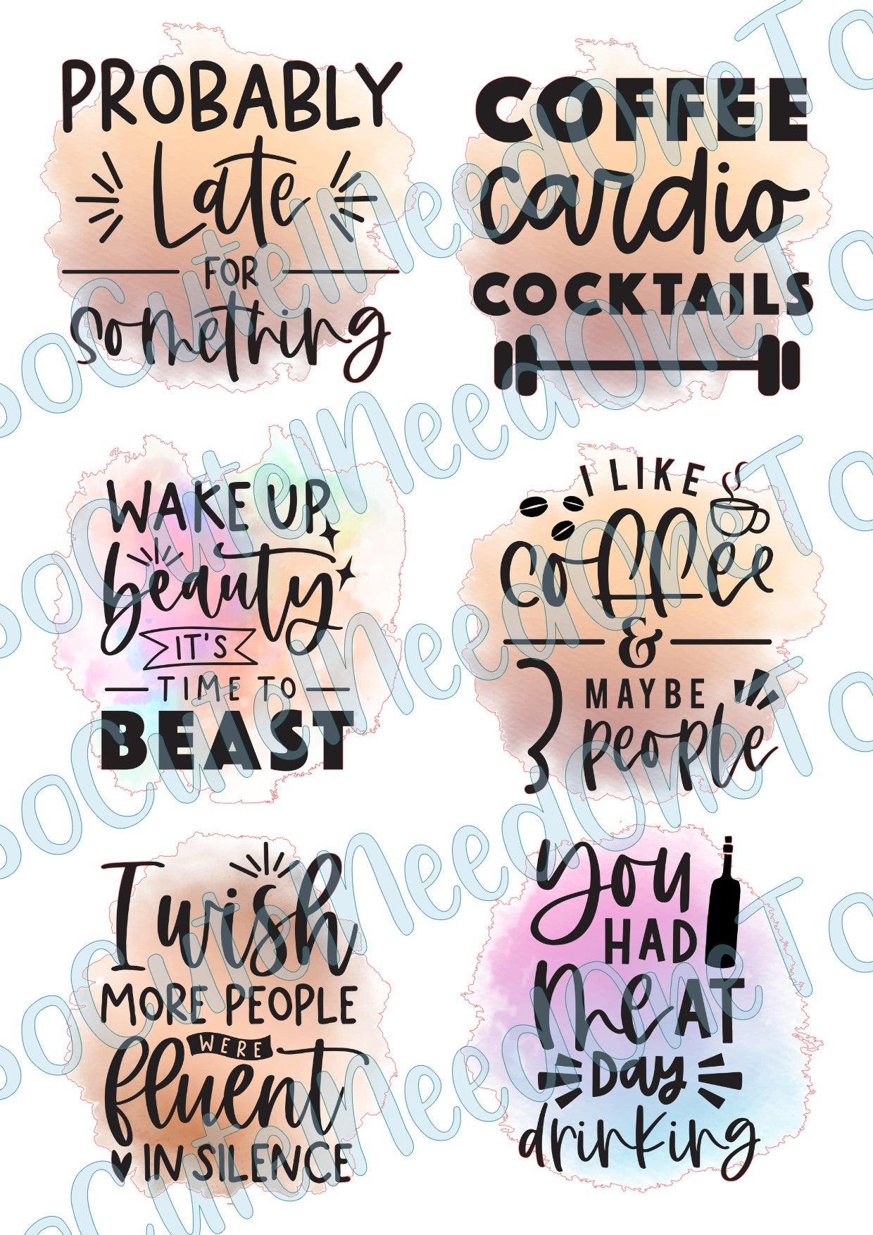 Mom Daily Sayings #1 on Clear/White Waterslide Paper Ready To Use - SoCuteINeedOneToo