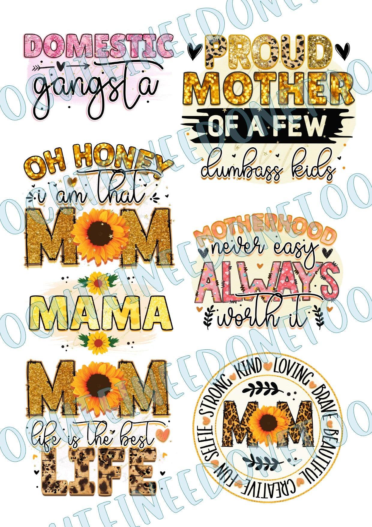 Mom - Proud Dumbass on Clear/White Waterslide Paper Ready To Use - SoCuteINeedOneToo