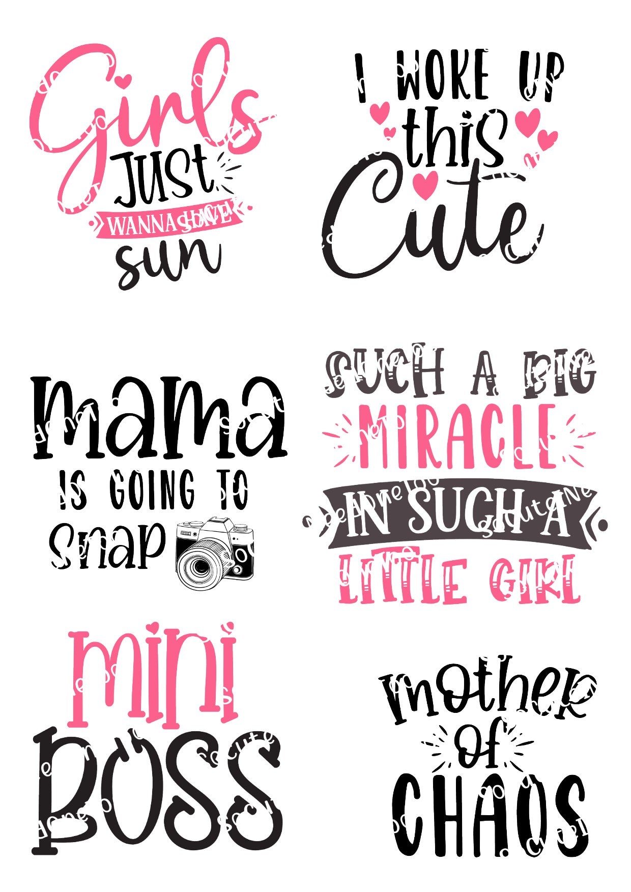 Mother's Bundle on Clear/White Waterslide Paper - Ready To Use - SoCuteINeedOneToo