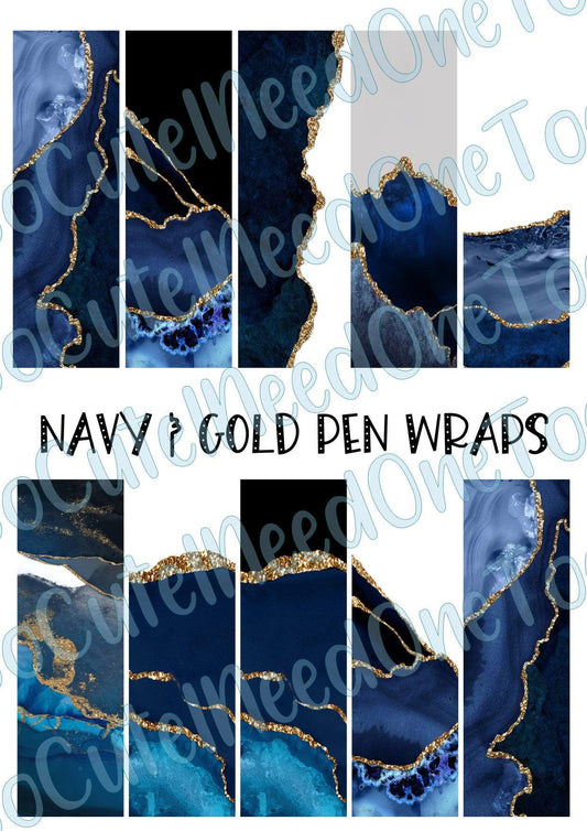 Navy & Gold Pen Wraps - SoCuteINeedOneToo