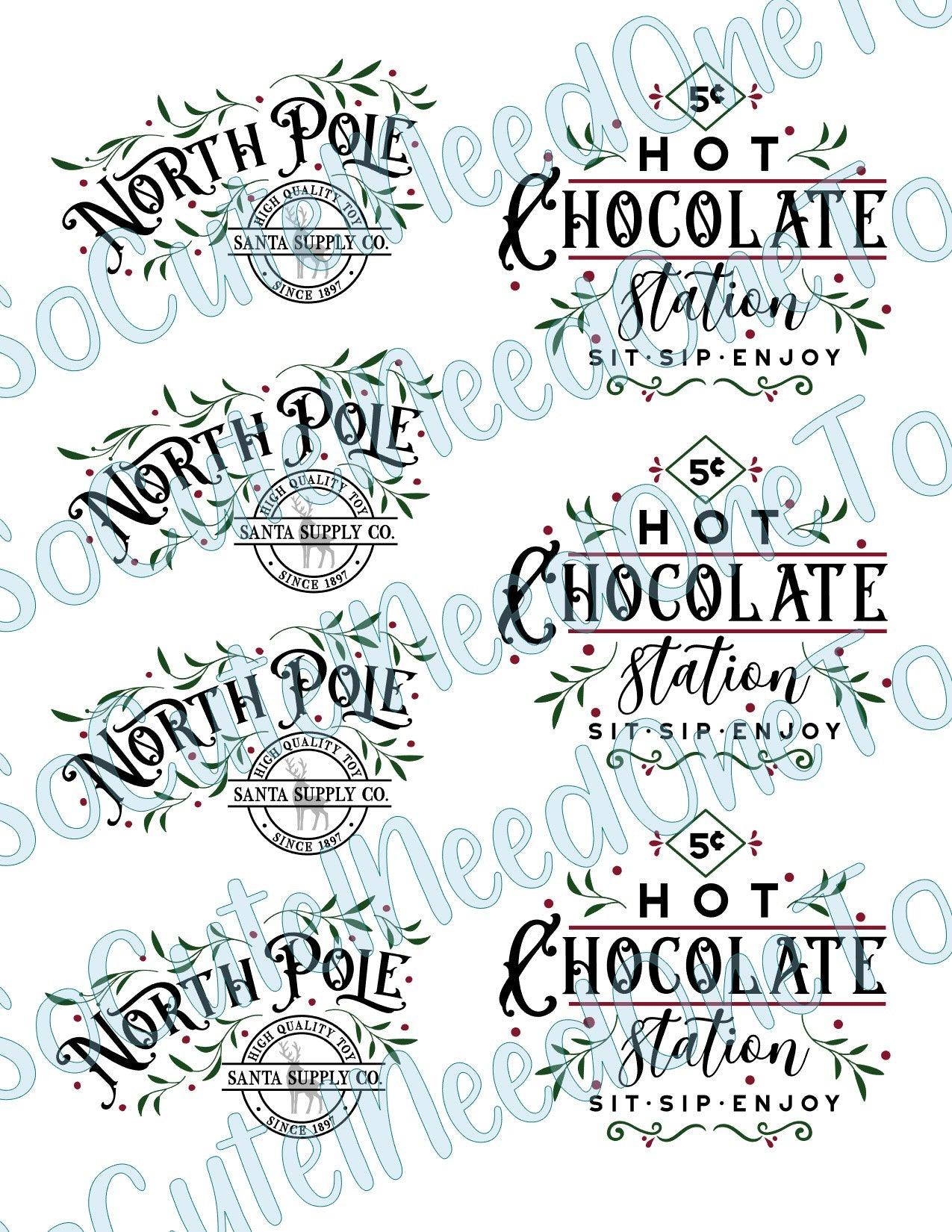 North Pole & Hot Chocolate #2 Waterslide Decals - SoCuteINeedOneToo