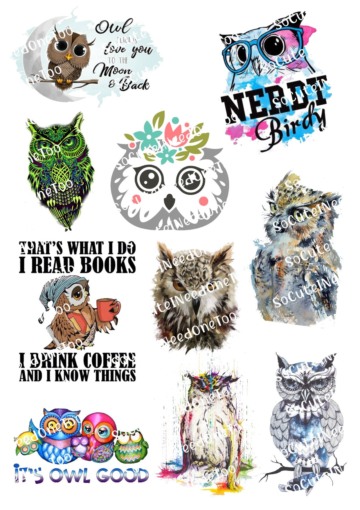 OWL Waterslide Decal - SoCuteINeedOneToo