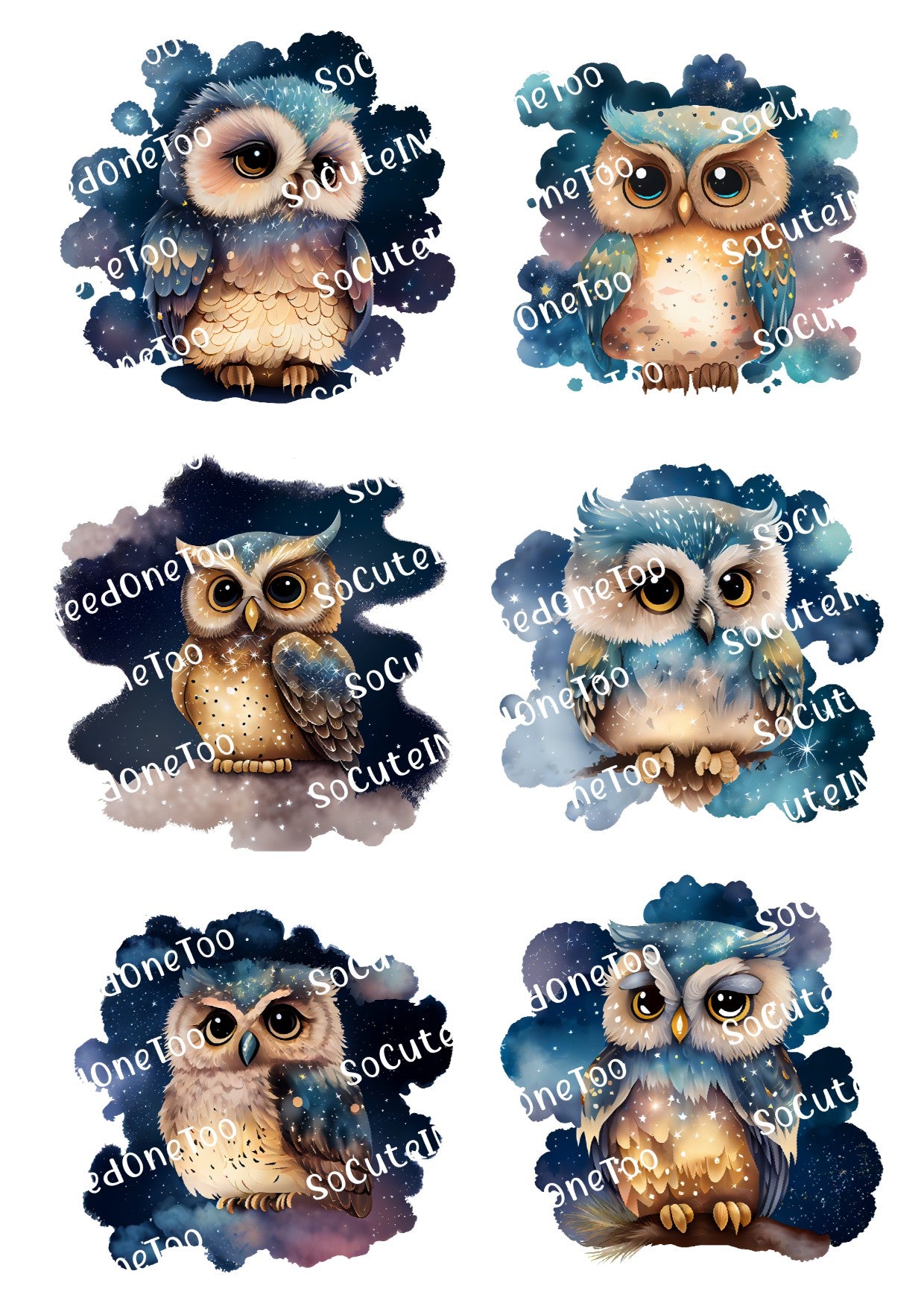 Owls at Night Waterslide Decals - SoCuteINeedOneToo