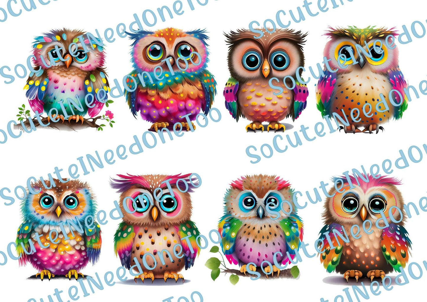 Owls - Vibrant Color Decals - SoCuteINeedOneToo