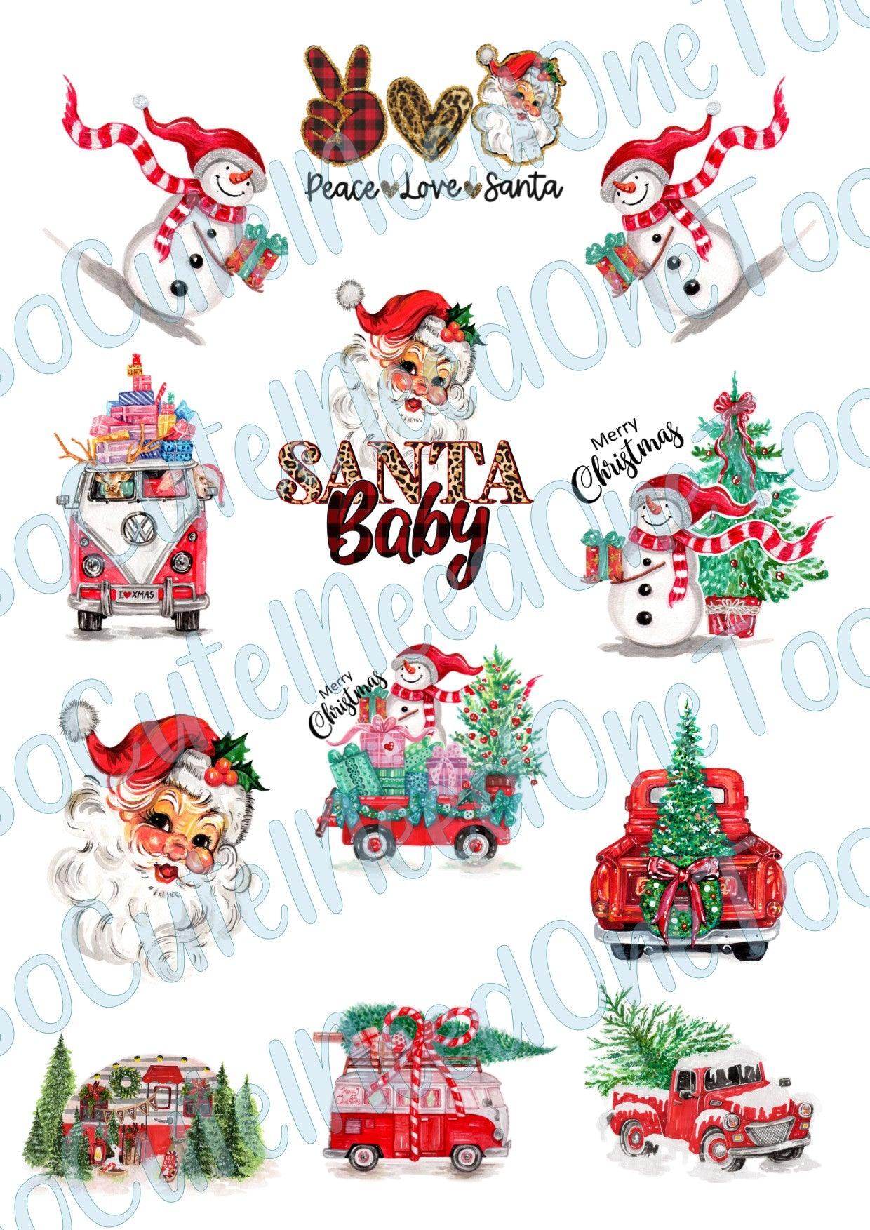 Peace Love Santa Waterslide Decals - SoCuteINeedOneToo