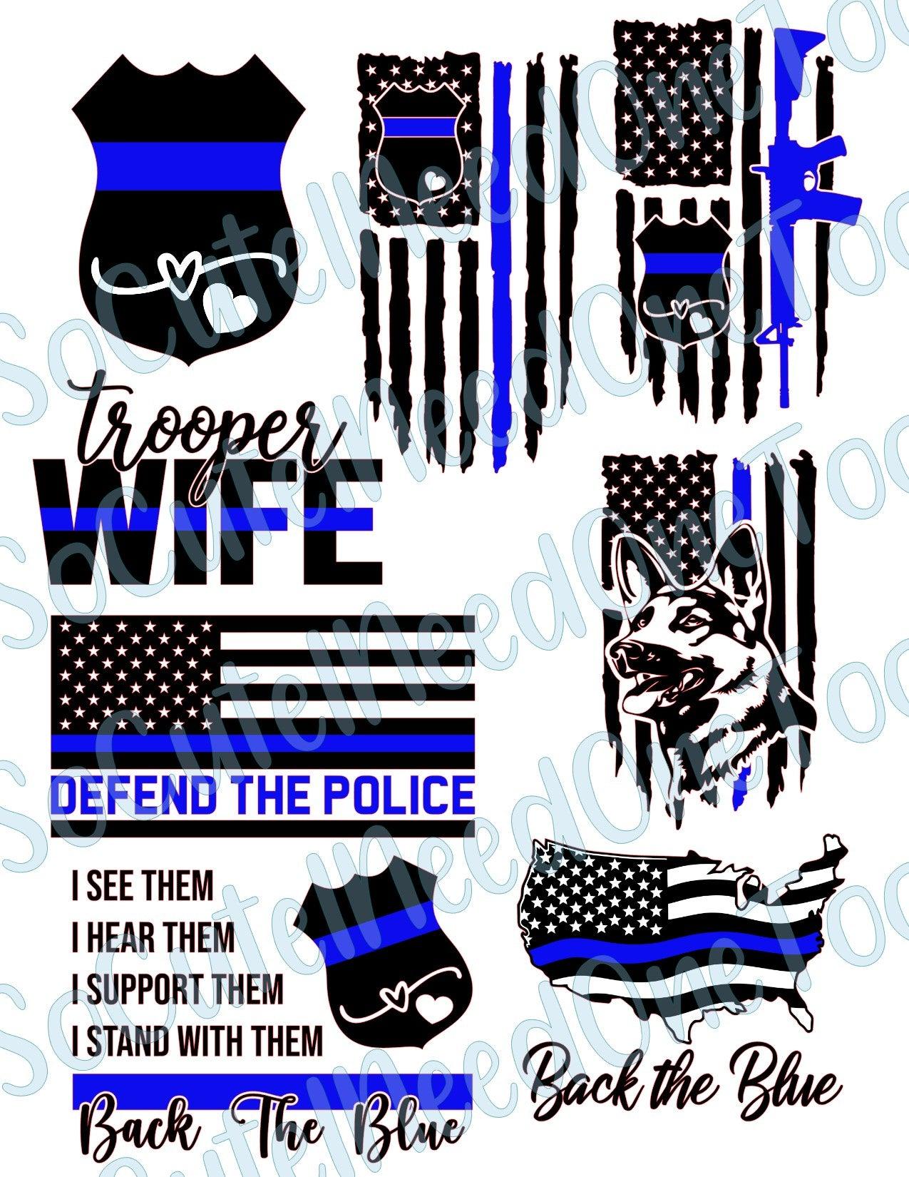 Police #4 on Clear/White Waterslide Paper Ready To Use - SoCuteINeedOneToo