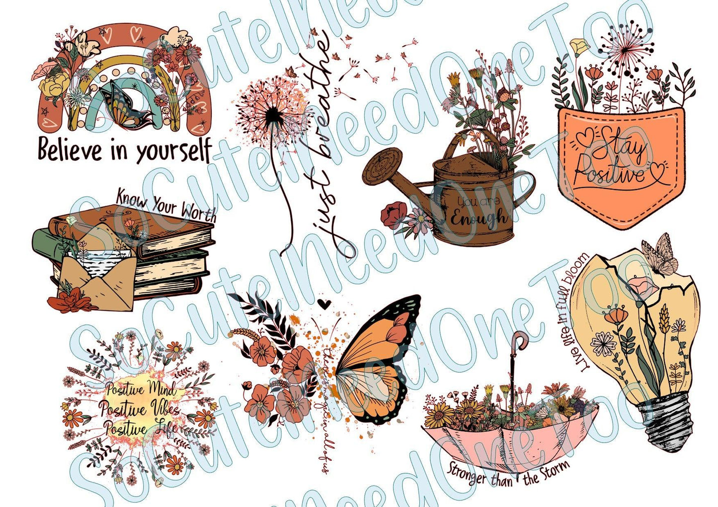 Positive Quotes #3 on Clear/White Waterslide Paper Ready To Use - SoCuteINeedOneToo