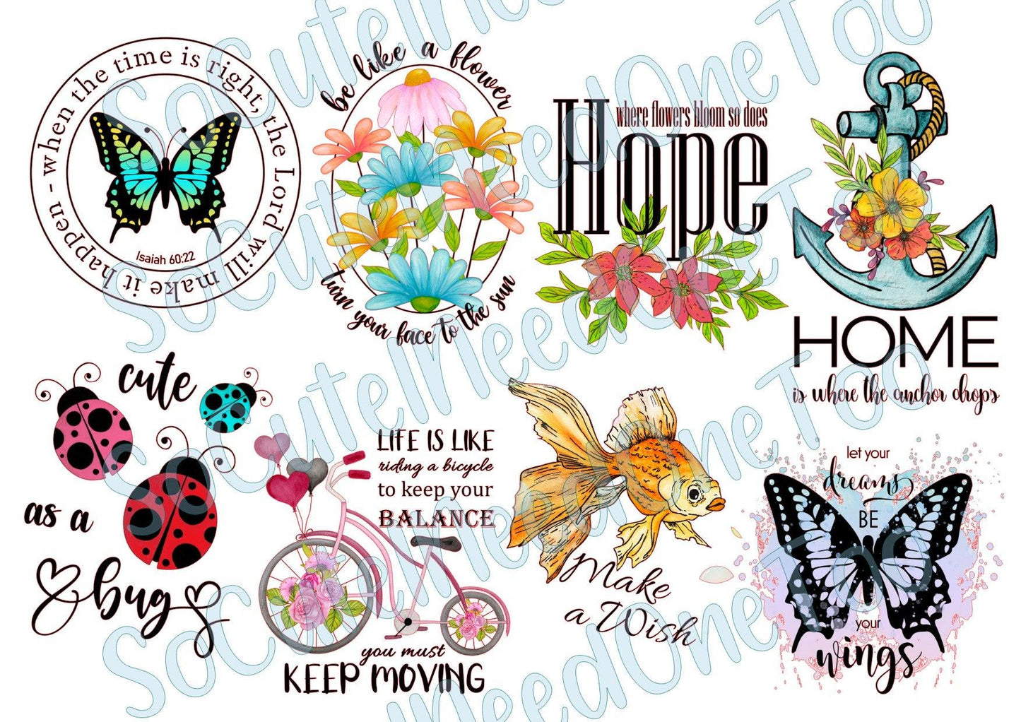 Positive Quotes on Clear/White Waterslide Paper Ready To Use - SoCuteINeedOneToo