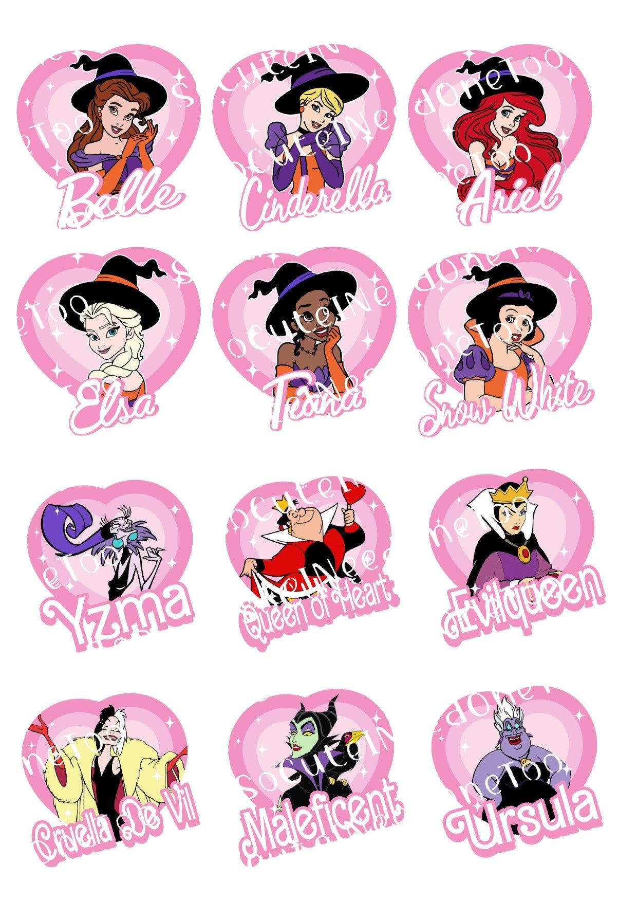 Princesses VS Villian Pink Cards Waterslide Decals - SoCuteINeedOneToo