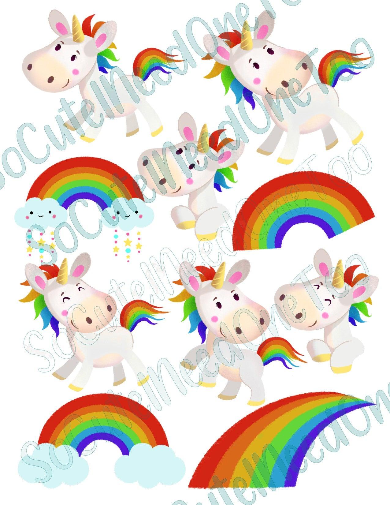 Rainbow Unicorns Waterslide Decals - SoCuteINeedOneToo
