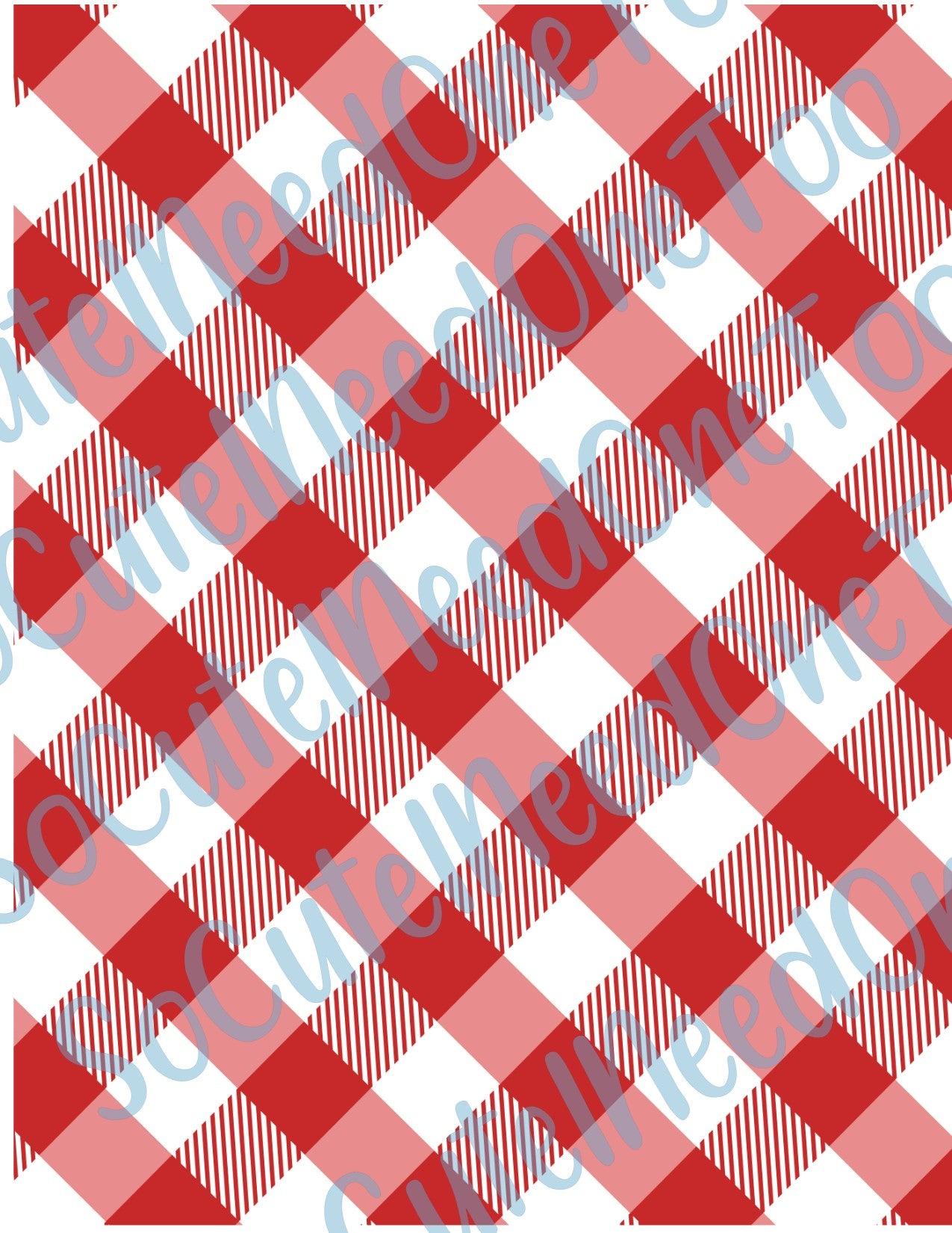 Red & White Buffalo Plaid on Clear/White Water Slide Paper Ready To Use - SoCuteINeedOneToo