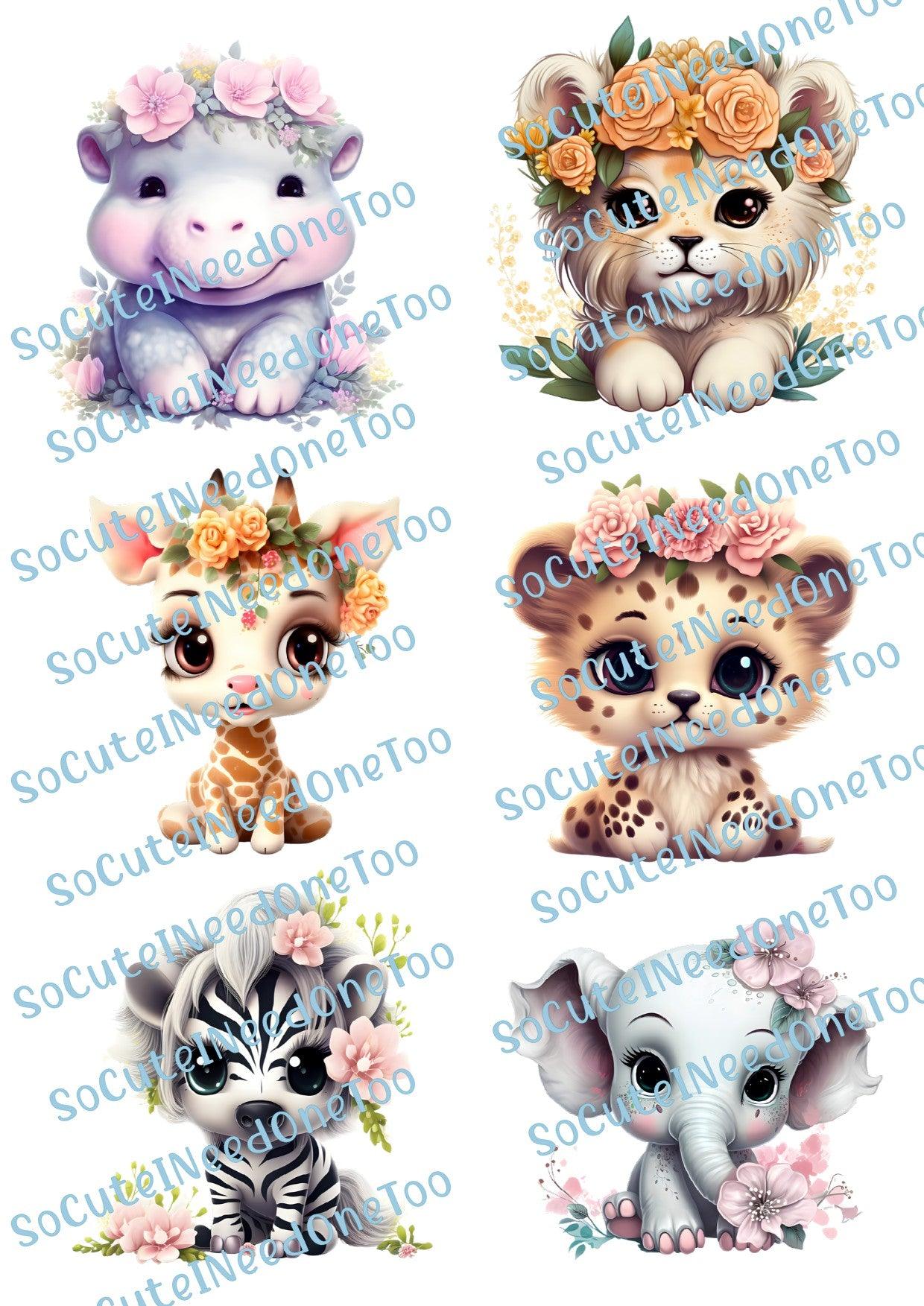Safari Animals Selection of Waterslide Decals - SoCuteINeedOneToo