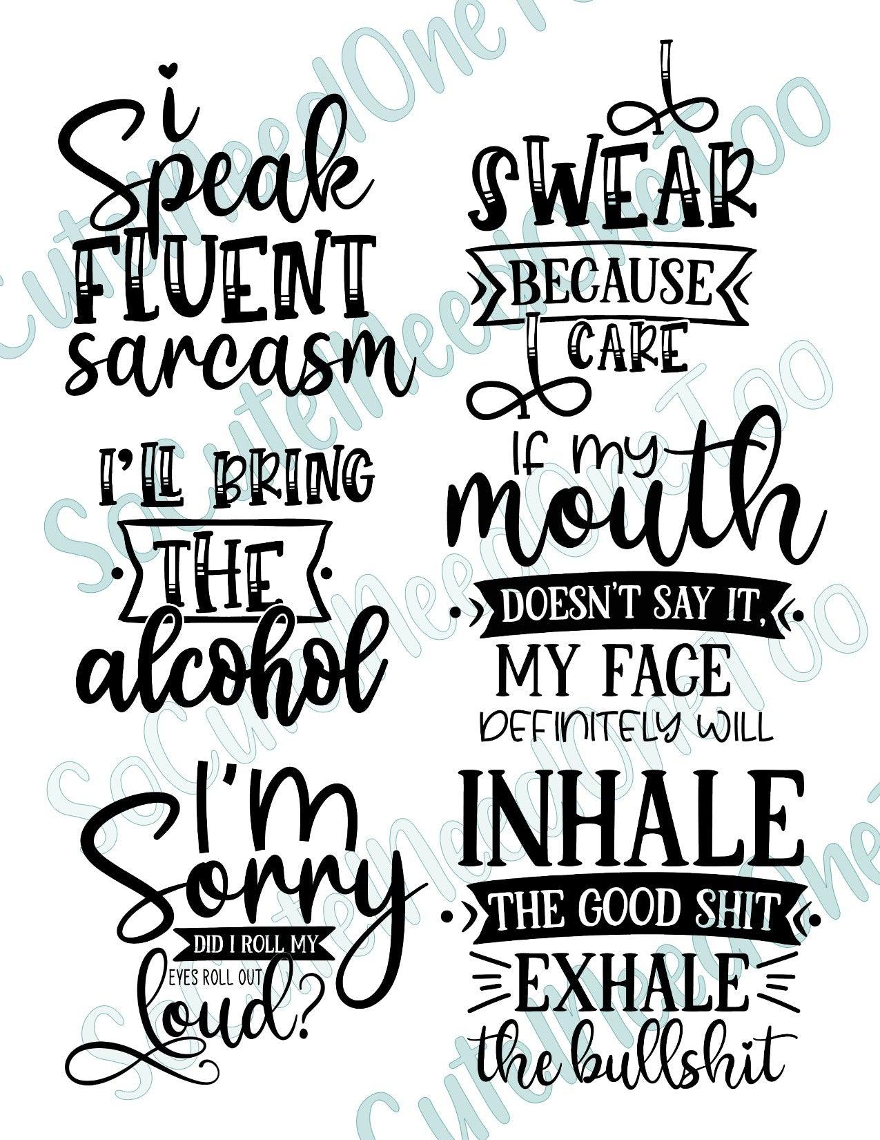 Sarcasm #1 on Clear/White Waterslide Paper - Ready To Use - SoCuteINeedOneToo