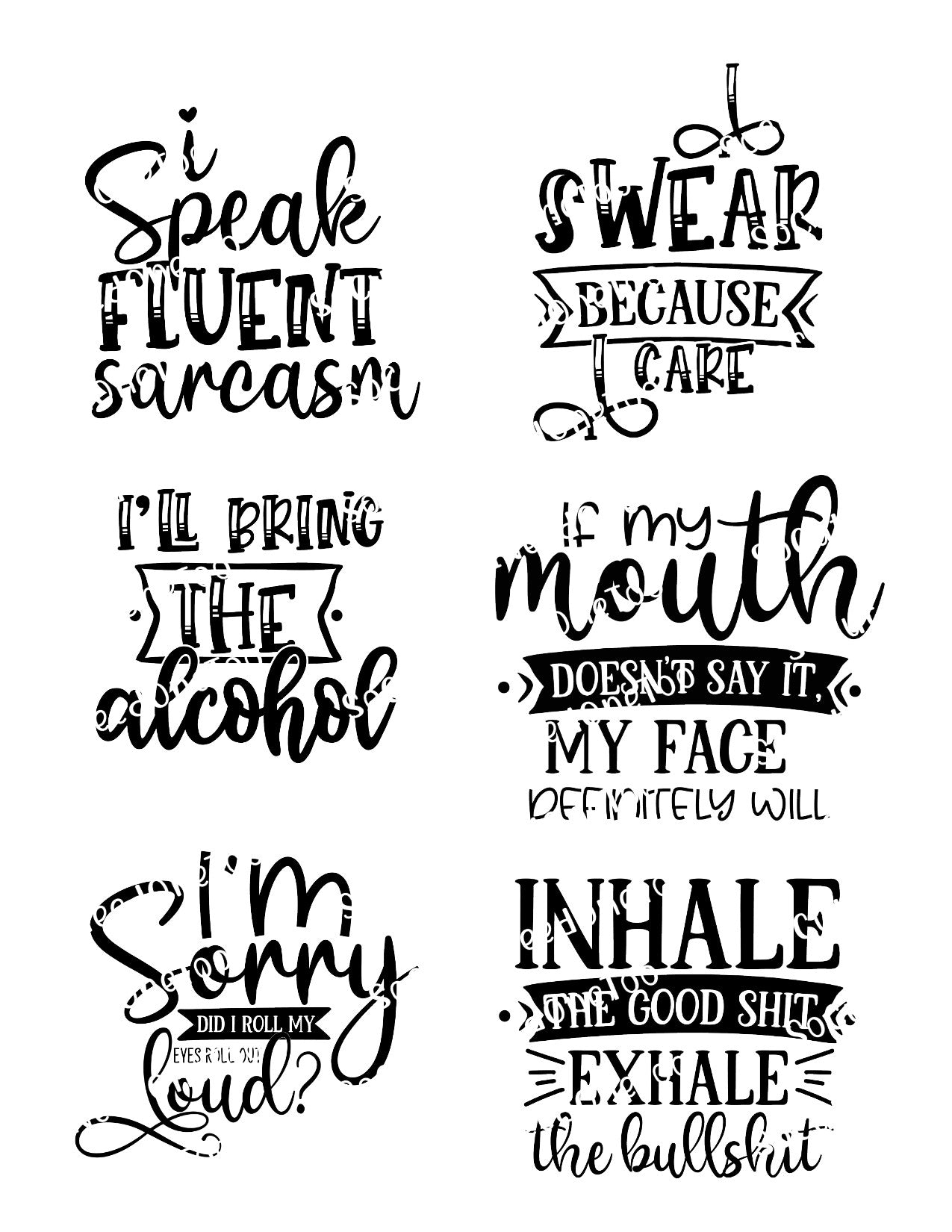 Sarcasm #1 on Clear/White Waterslide Paper - Ready To Use - SoCuteINeedOneToo