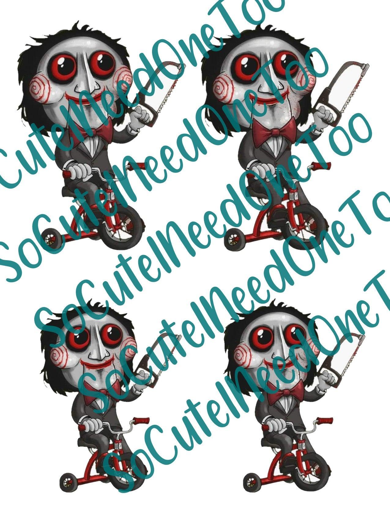 Saw Character On Clear/White Waterslide Paper Ready To Use - SoCuteINeedOneToo