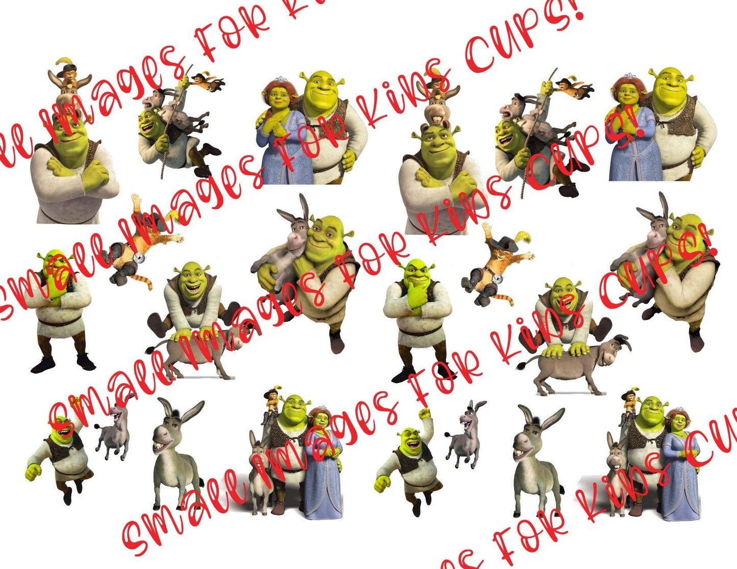 Shrek #2A - SMALLER KIDS CUP on Clear/White Waterslide Paper Ready To Use - SoCuteINeedOneToo