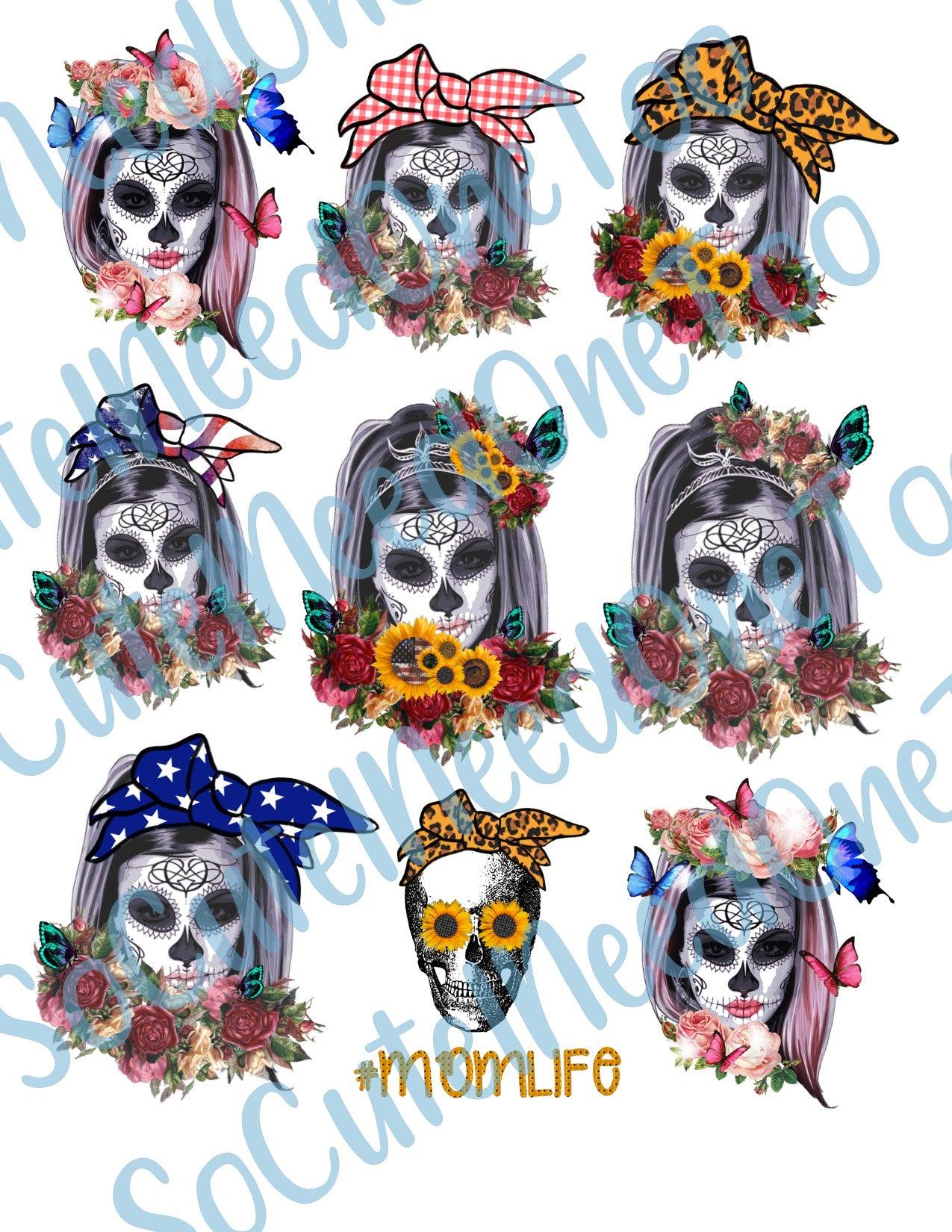 SKULLS #2 on Clear Water Slide Paper Sealed and Ready To Use - SoCuteINeedOneToo