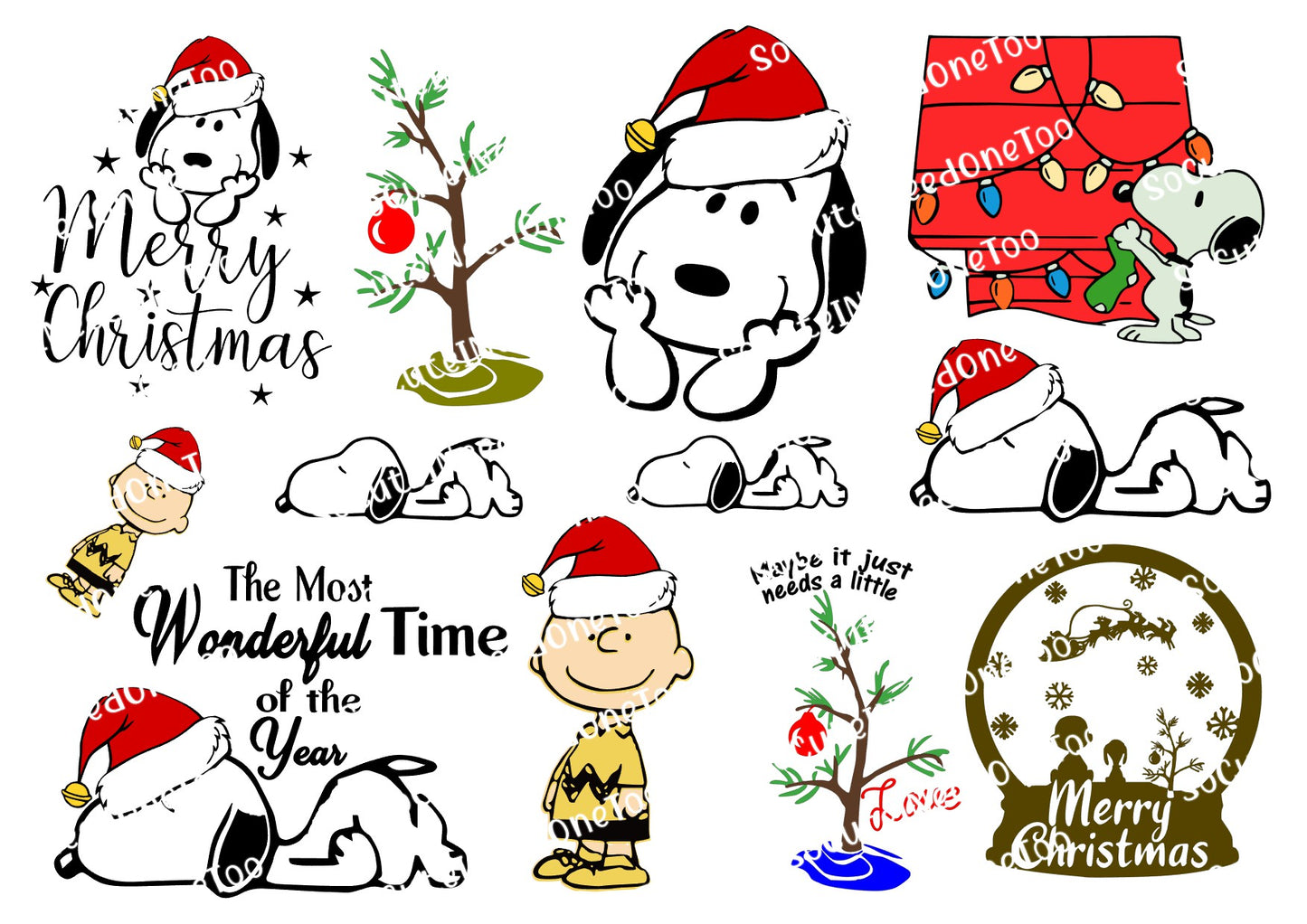Snoopy Christmas Waterslide Decals - SoCuteINeedOneToo
