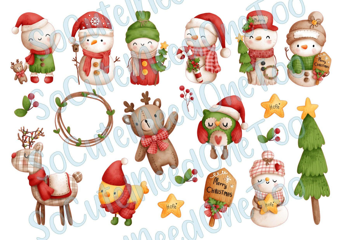 Snowman Collection - Christmas Waterslide Decals - SoCuteINeedOneToo