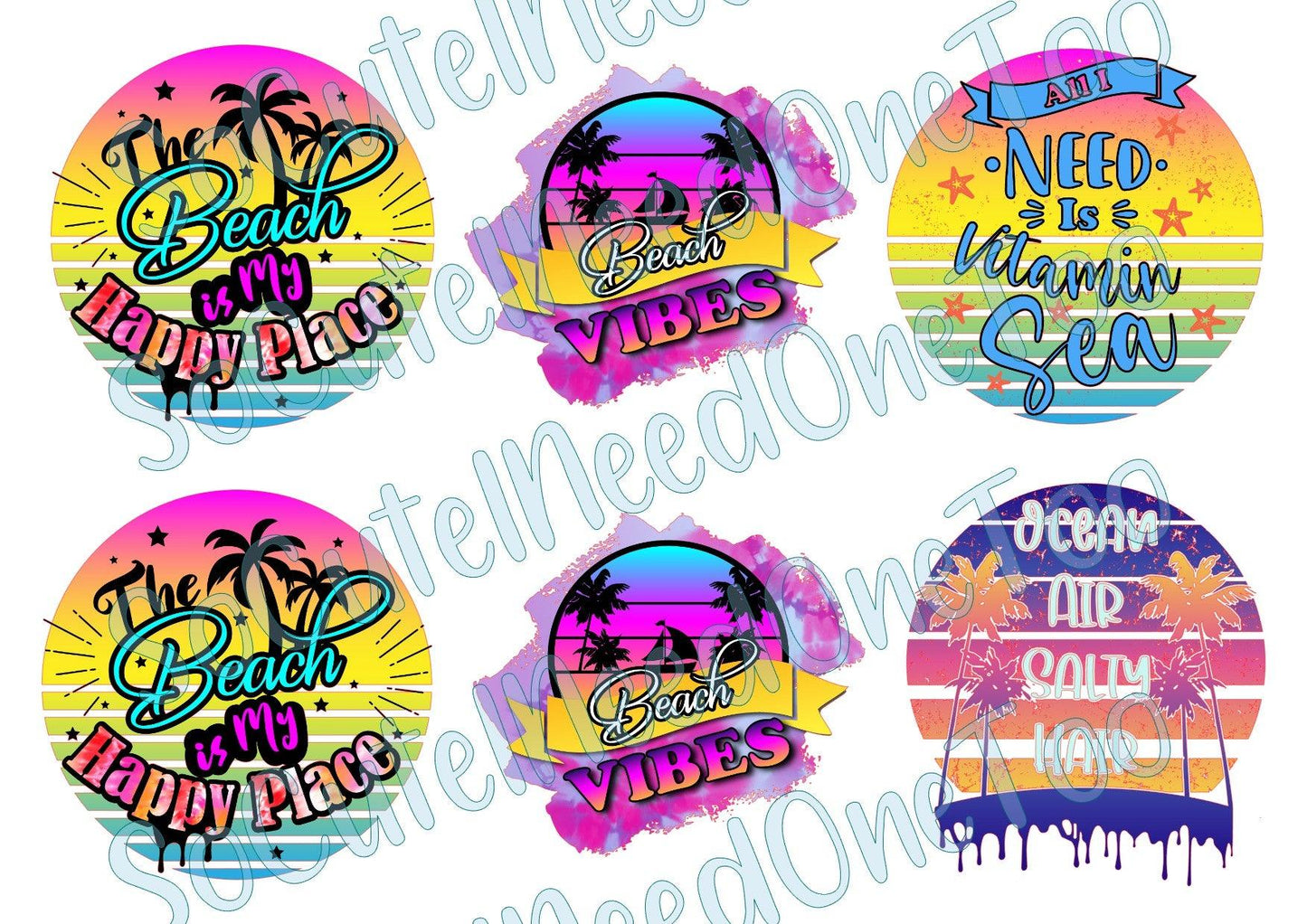 Summer - Beach is my happy place on Clear/White Waterslide Paper Ready To Use - SoCuteINeedOneToo