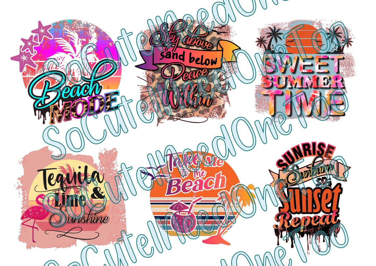 Summer - Fun in the sun on Clear/White Waterslide Paper Ready To Use - SoCuteINeedOneToo