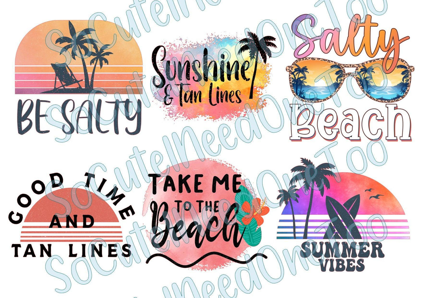 Summer Vibes on Clear/White Waterslide Paper Ready To Use - SoCuteINeedOneToo