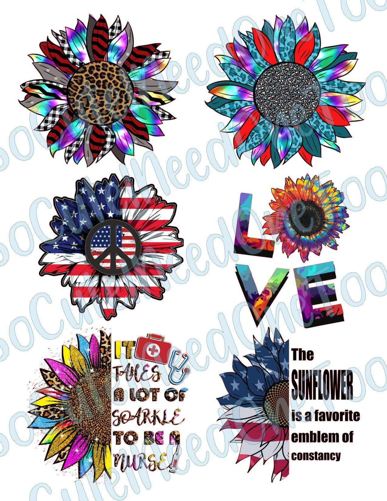 Sunflower #7 - on Clear/White Waterslide Paper Ready To Use - SoCuteINeedOneToo