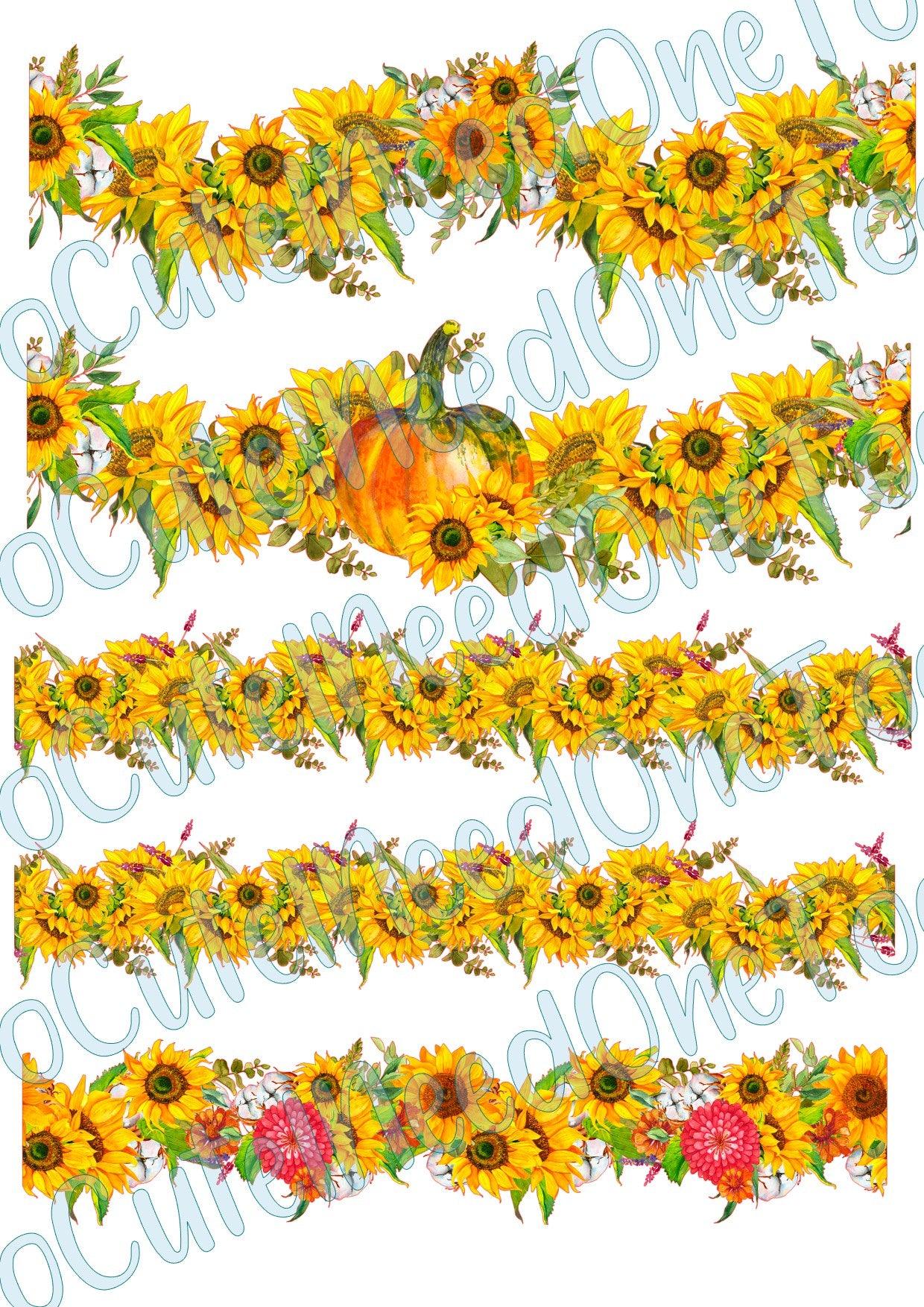Sunflower Boarders Waterslide Decals - SoCuteINeedOneToo