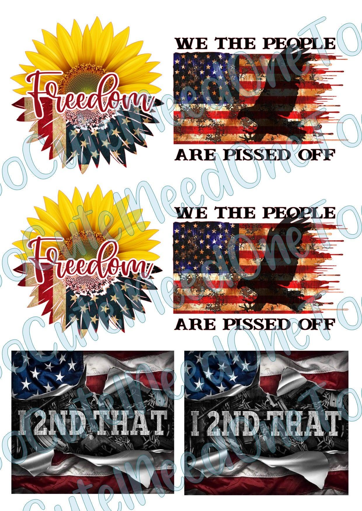 Sunflower - Freedom on Clear/White Waterslide Paper Ready To Use - SoCuteINeedOneToo