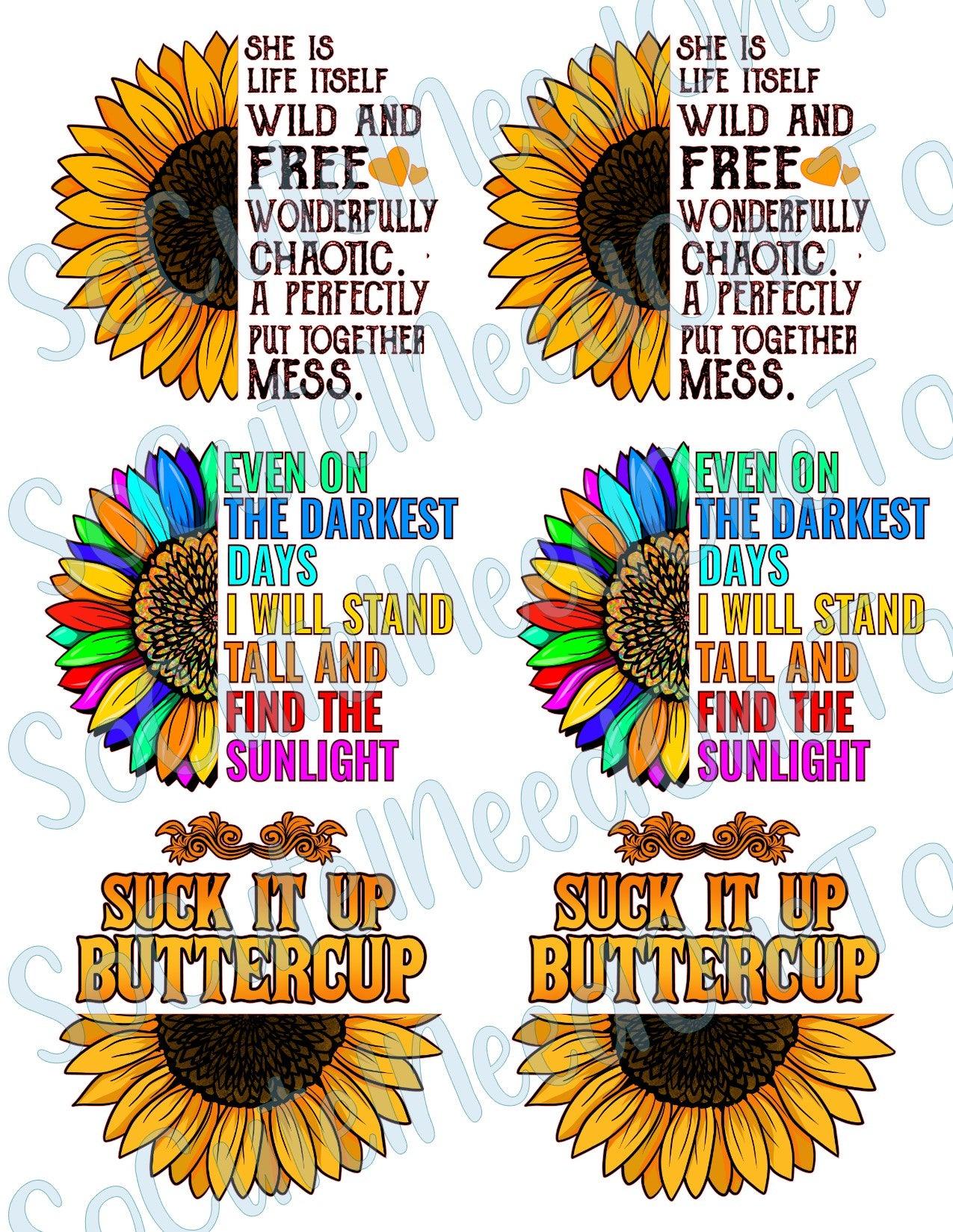 Sunflower - She Is Life on Clear/White Water Slide Paper Ready To Use - SoCuteINeedOneToo