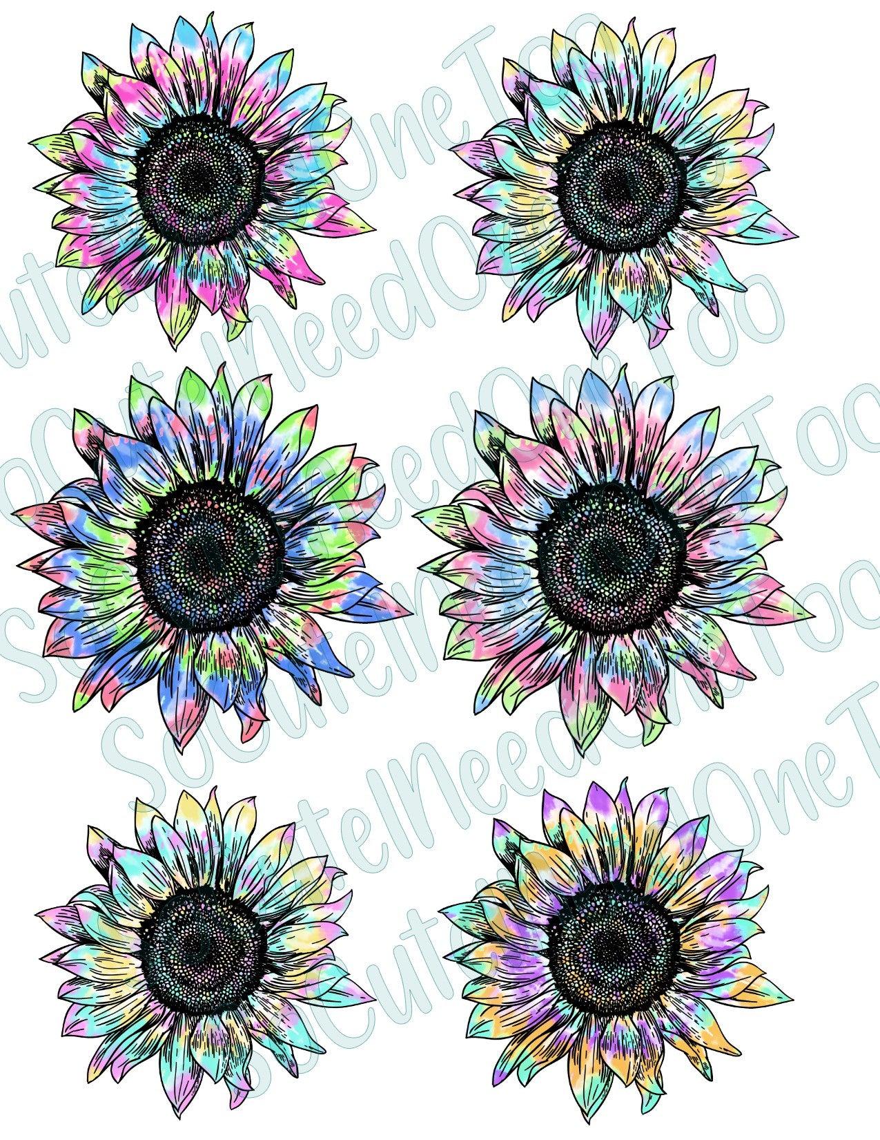 Sunflower Tie Dye On Waterslide Decals - SoCuteINeedOneToo