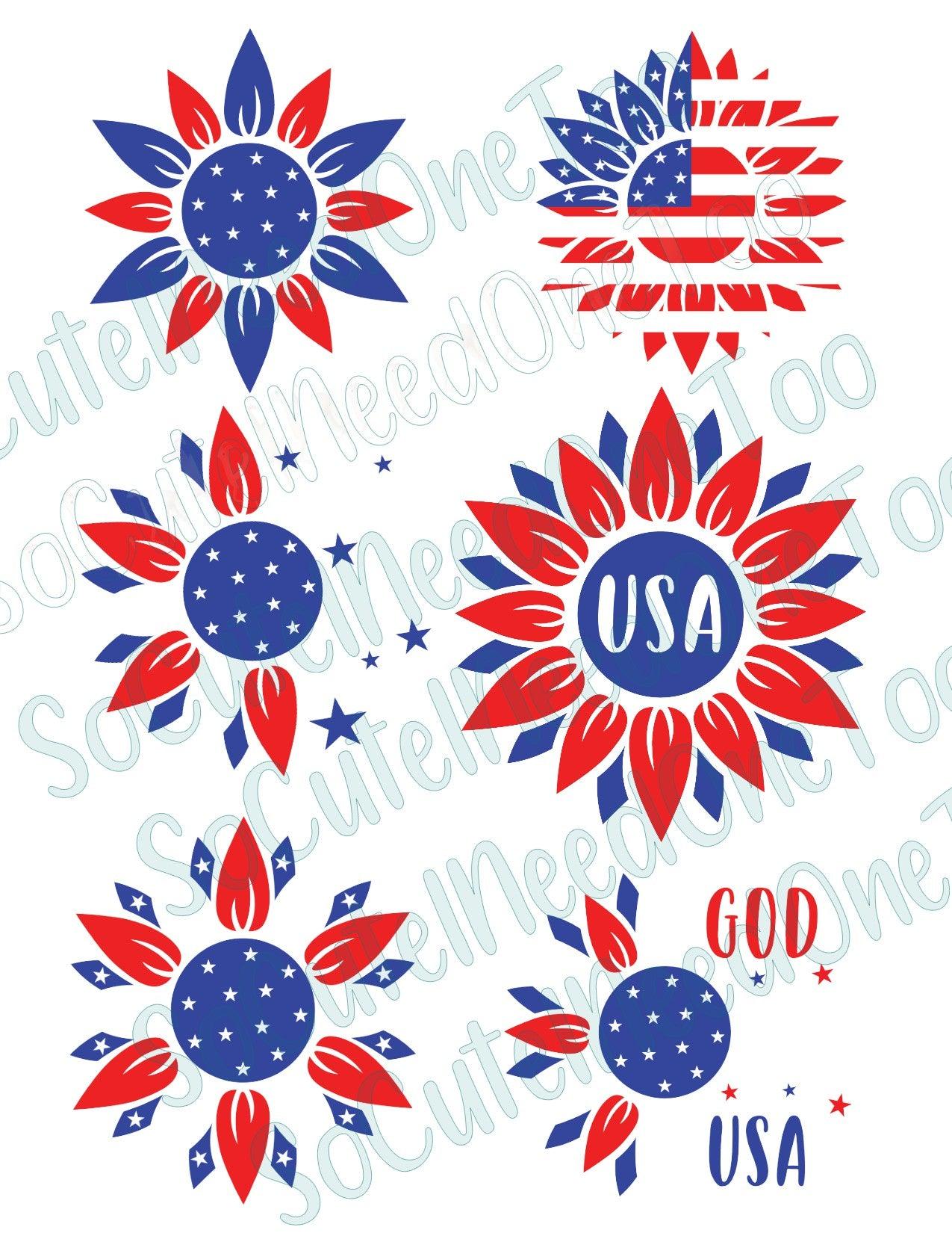 Sunflower USA FLAG Waterslide Decals - SoCuteINeedOneToo