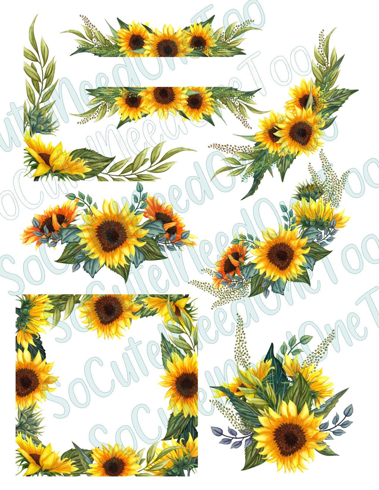 Sunflower Wreaths Waterslide Decals - SoCuteINeedOneToo