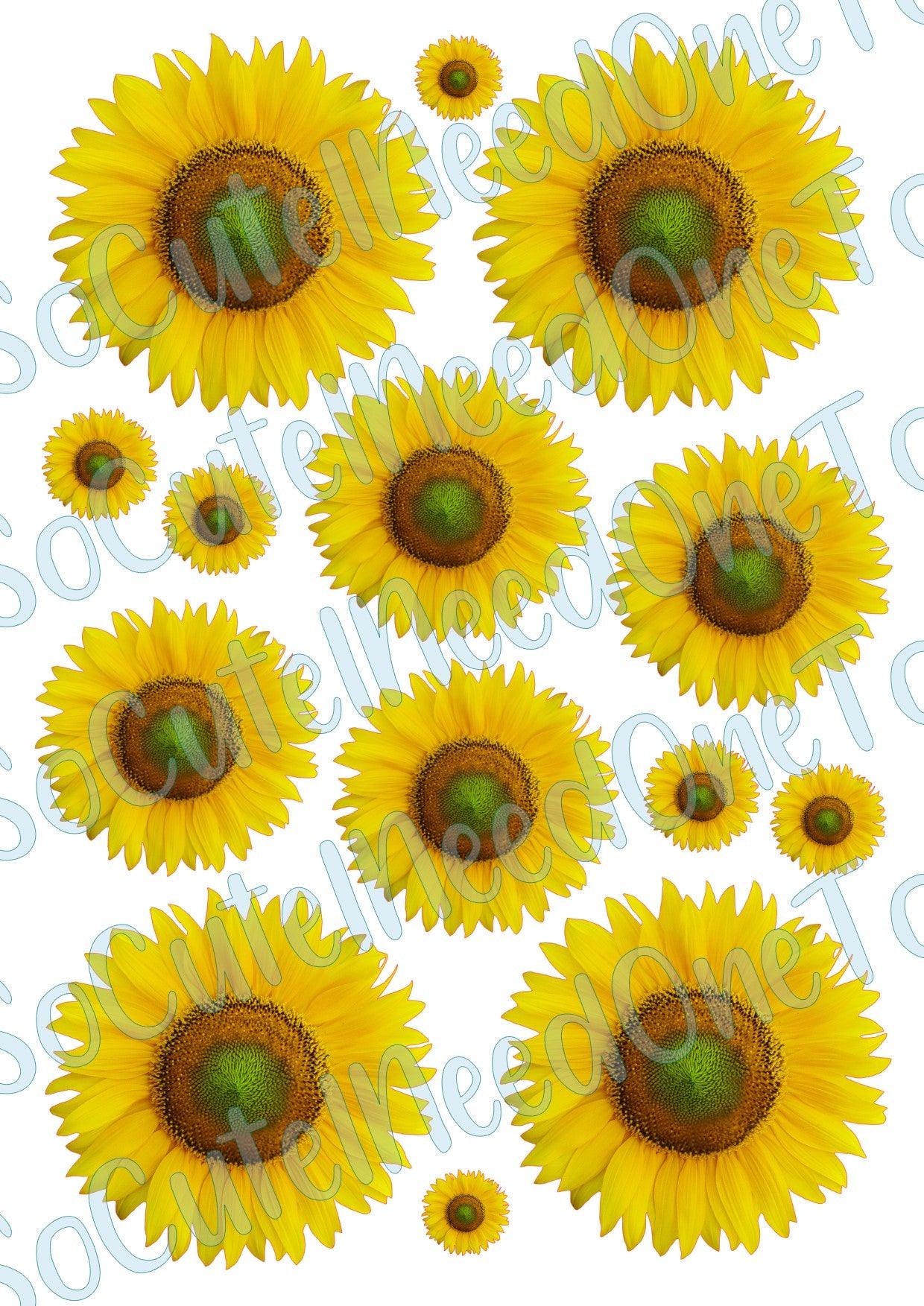 Sunflowers -3.5 and 2.5 Sizes Waterslide Decals - SoCuteINeedOneToo