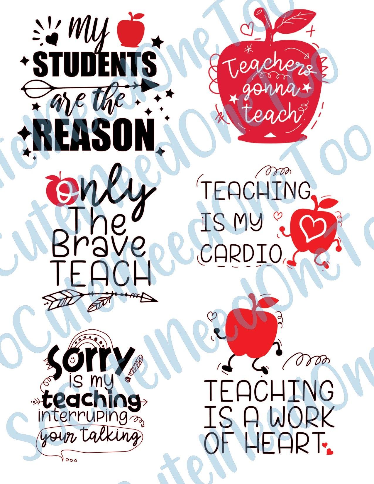 Teaching #4 On Clear/White Waterslide Paper - Ready To Use - SoCuteINeedOneToo