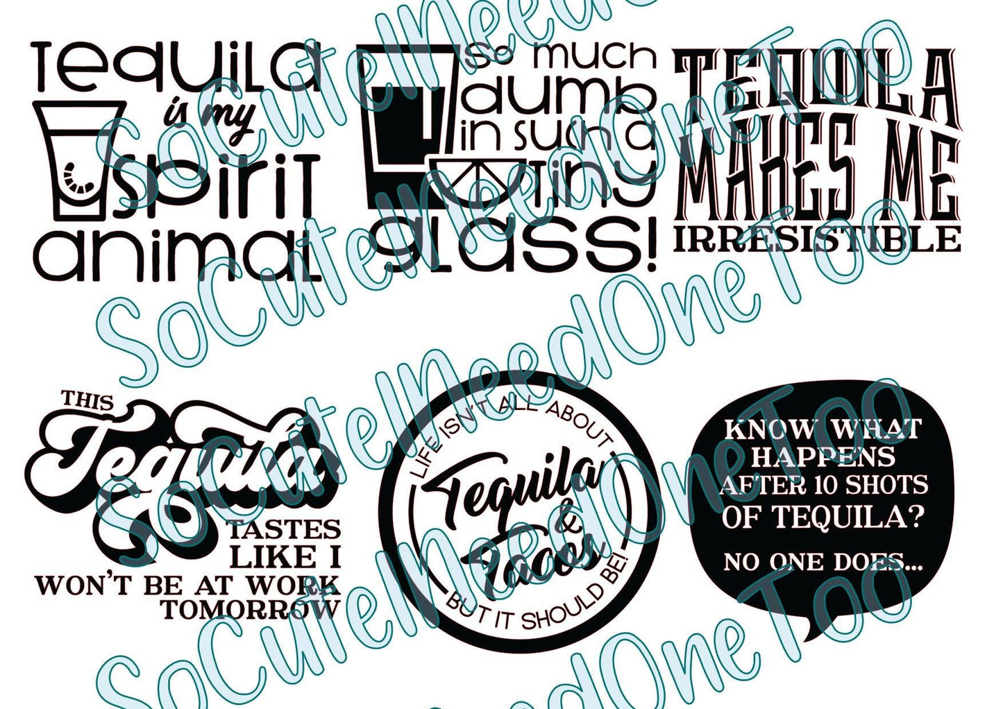Tequila Sayings - Waterslide Decals - SoCuteINeedOneToo
