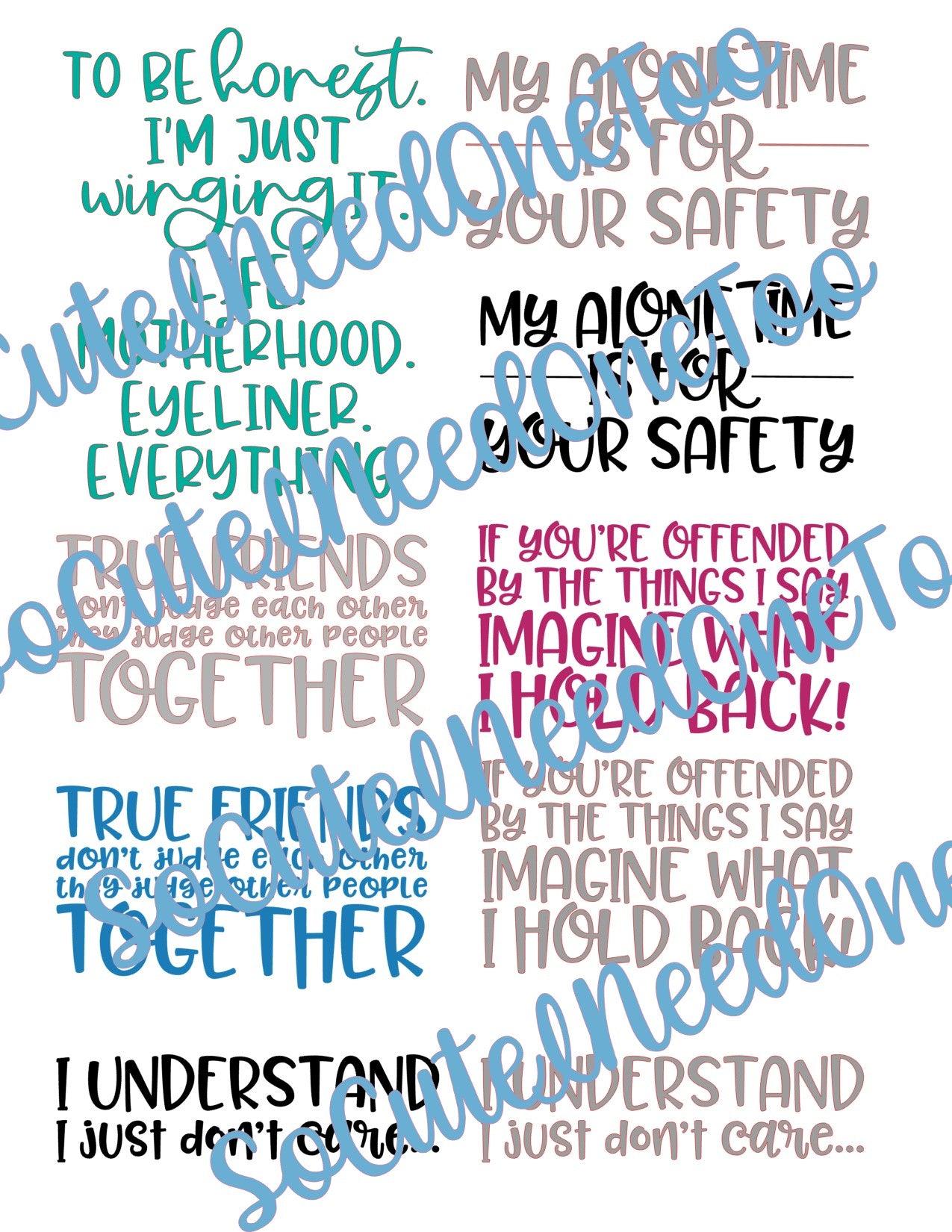 To Be Honest On Clear/White Waterslide Paper - Ready To Use - SoCuteINeedOneToo