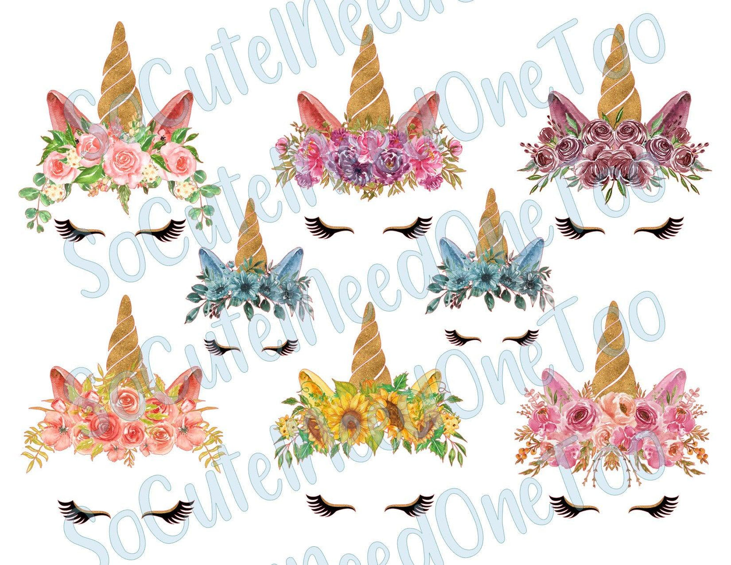 Unicorn - Headbands on Clear/White Water Slide Ready To Use - SoCuteINeedOneToo