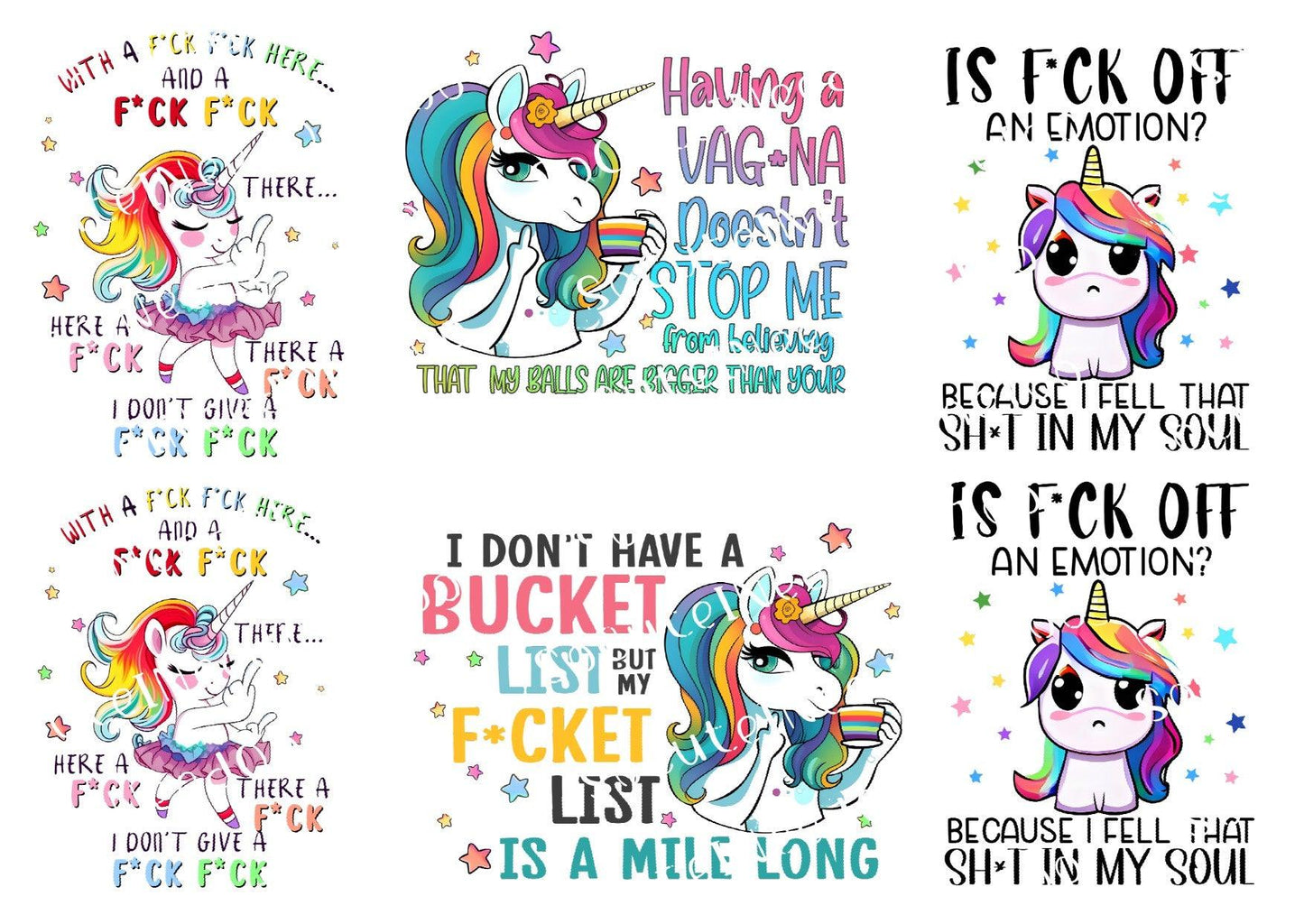Unicorn - I like sparkly things Waterslide Decals - SoCuteINeedOneToo