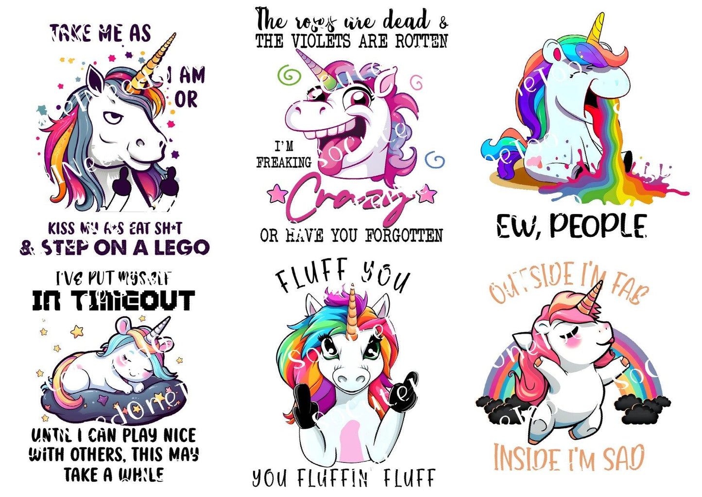 Unicorn - Take me as I am Waterslide Decals - SoCuteINeedOneToo