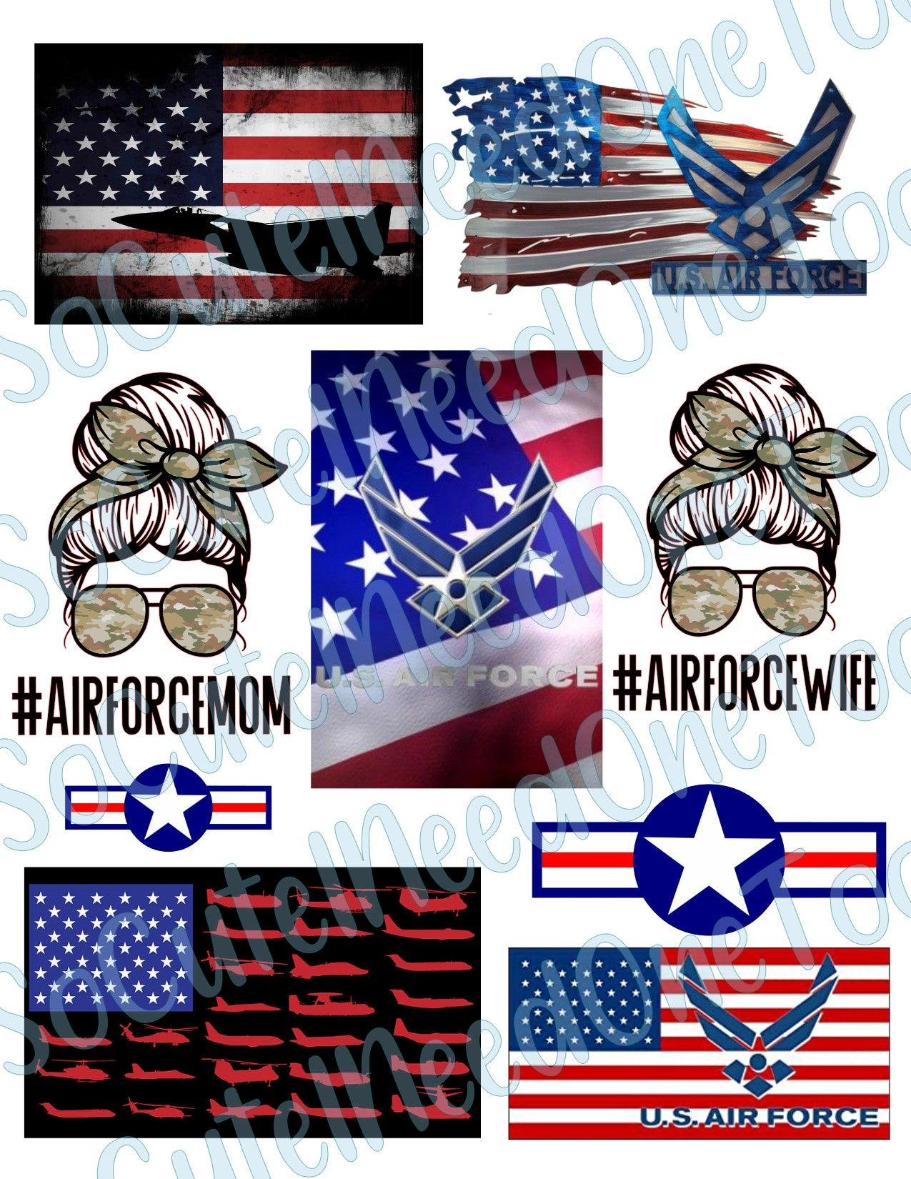 US Air Force on Clear/White Waterslide Paper Ready To Use - SoCuteINeedOneToo