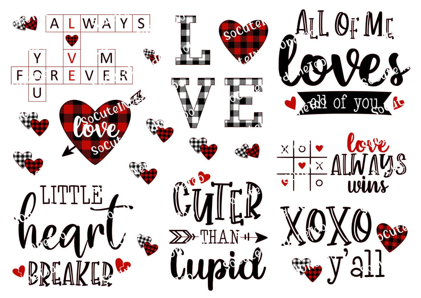 Valentine's Sayings Waterslide Decals - SoCuteINeedOneToo