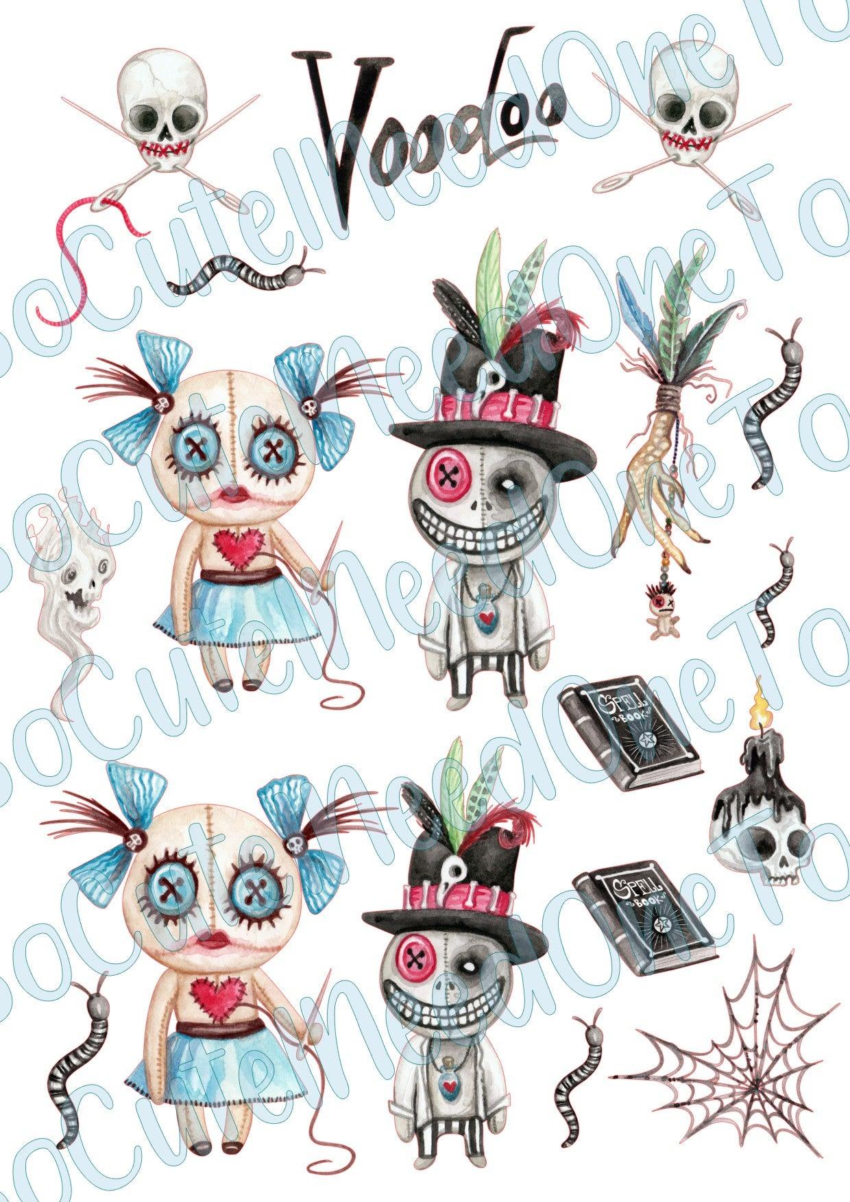 Voodoo Dolls - Halloween Waterslide Decals - SoCuteINeedOneToo