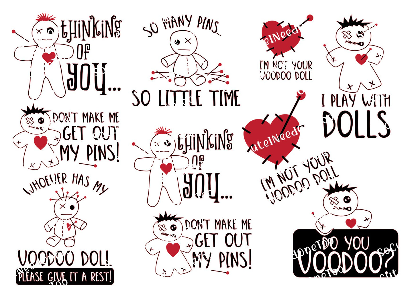 Voodoo - Get My Pins Out Waterslide Decals - SoCuteINeedOneToo