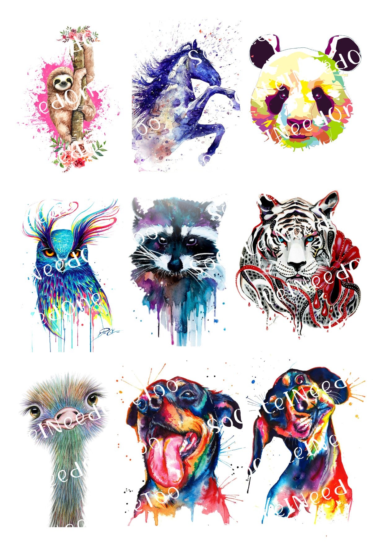 Watercolor Animals #2 Waterslide Decals - SoCuteINeedOneToo